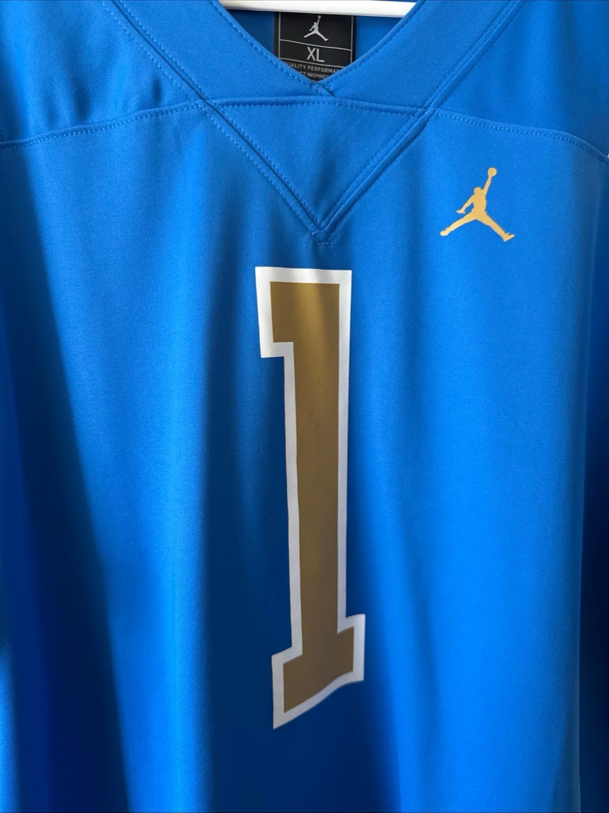 Men’s Jordan UCLA Bruins #1 NCAA Football Dri Fit Jersey Sz XL - Blue NWOT - Thumbnail 2