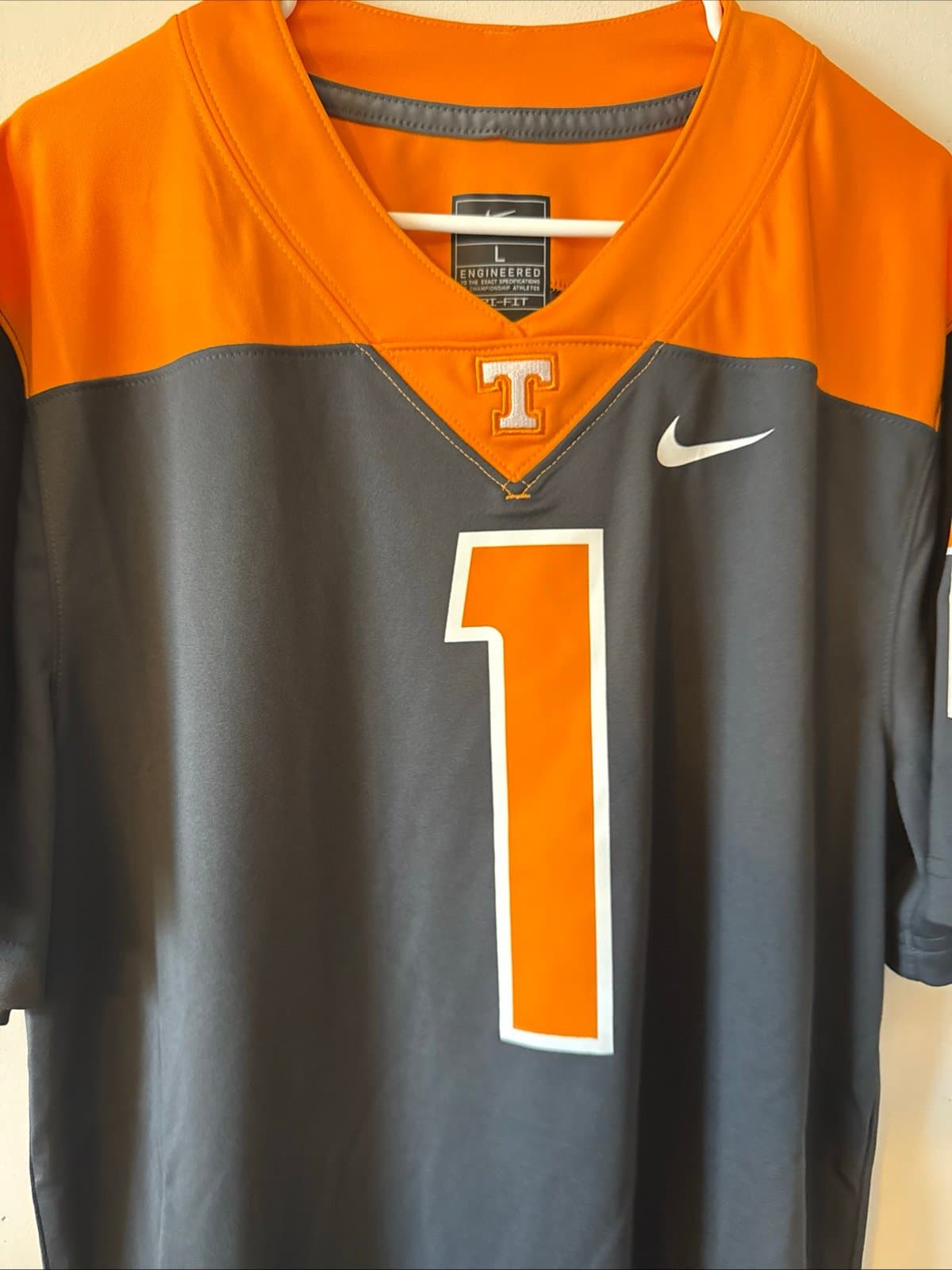 Men's Nike Tennessee Volunteers #1 Alternate Game Jersey Sz L - Gray - Thumbnail 2
