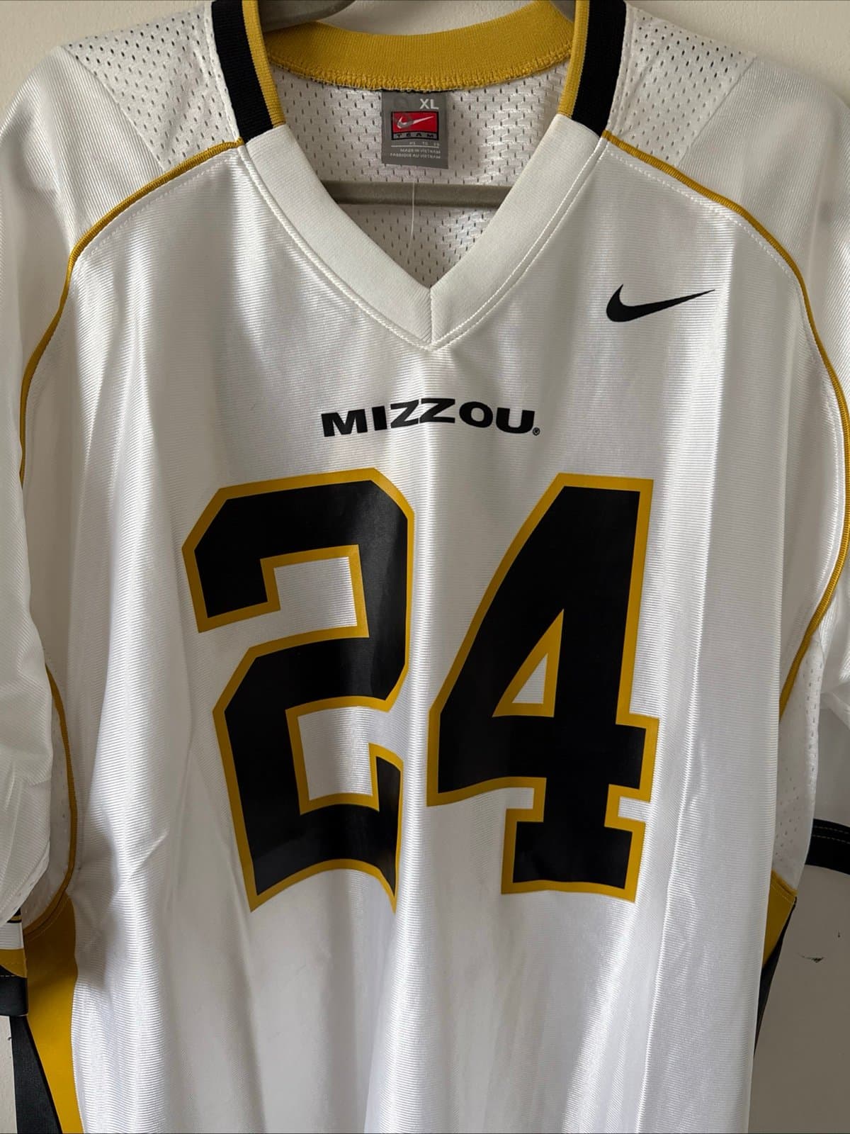 Men’s Nike Missouri Tigers #24 Mizzou Football Jersey Sz XL - White NWT - Thumbnail 2
