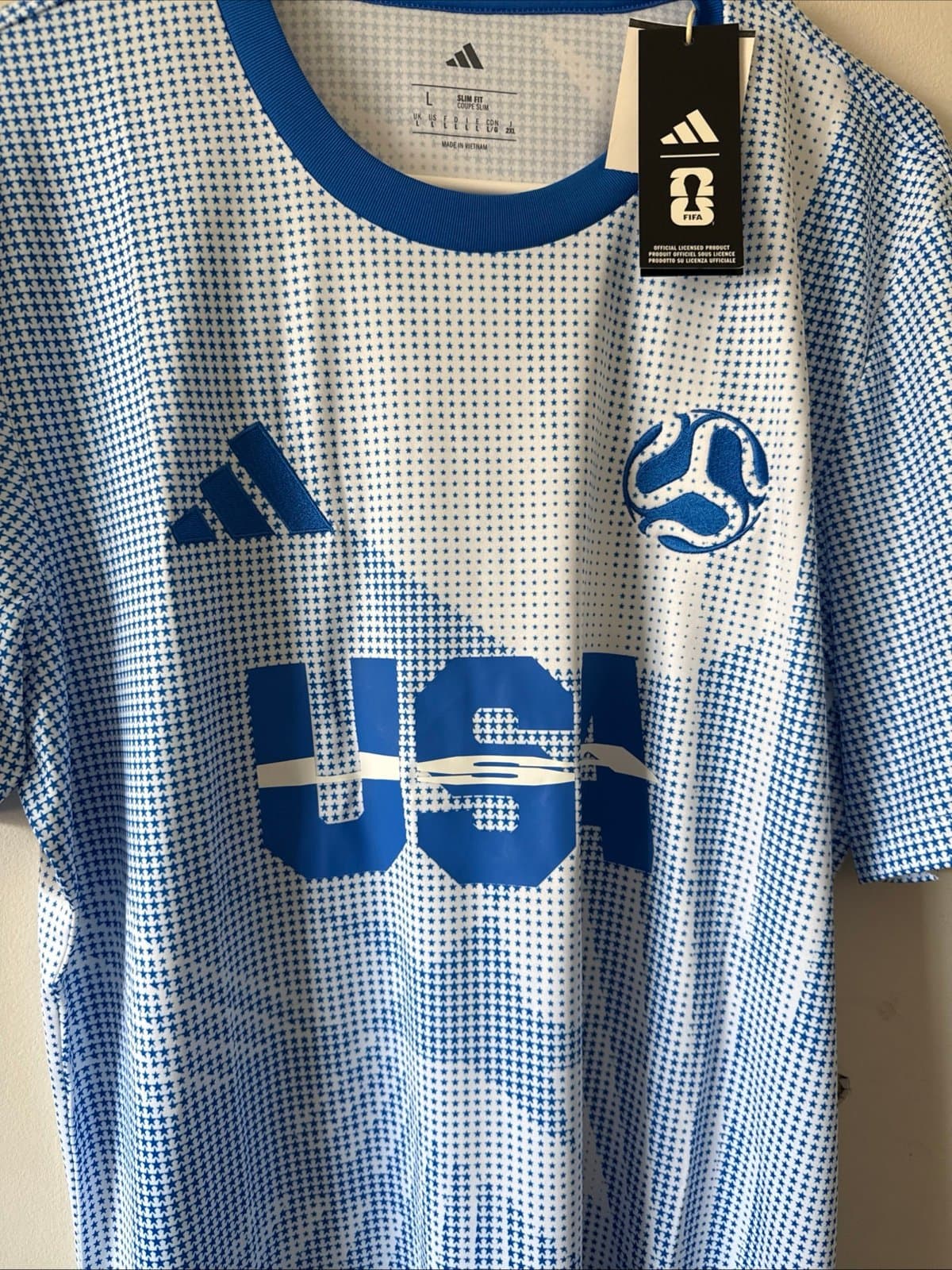 Men’s adidas Team USA 2026 World Cup Soccer Jersey Sz L - Blue NWT RARE - Thumbnail 2