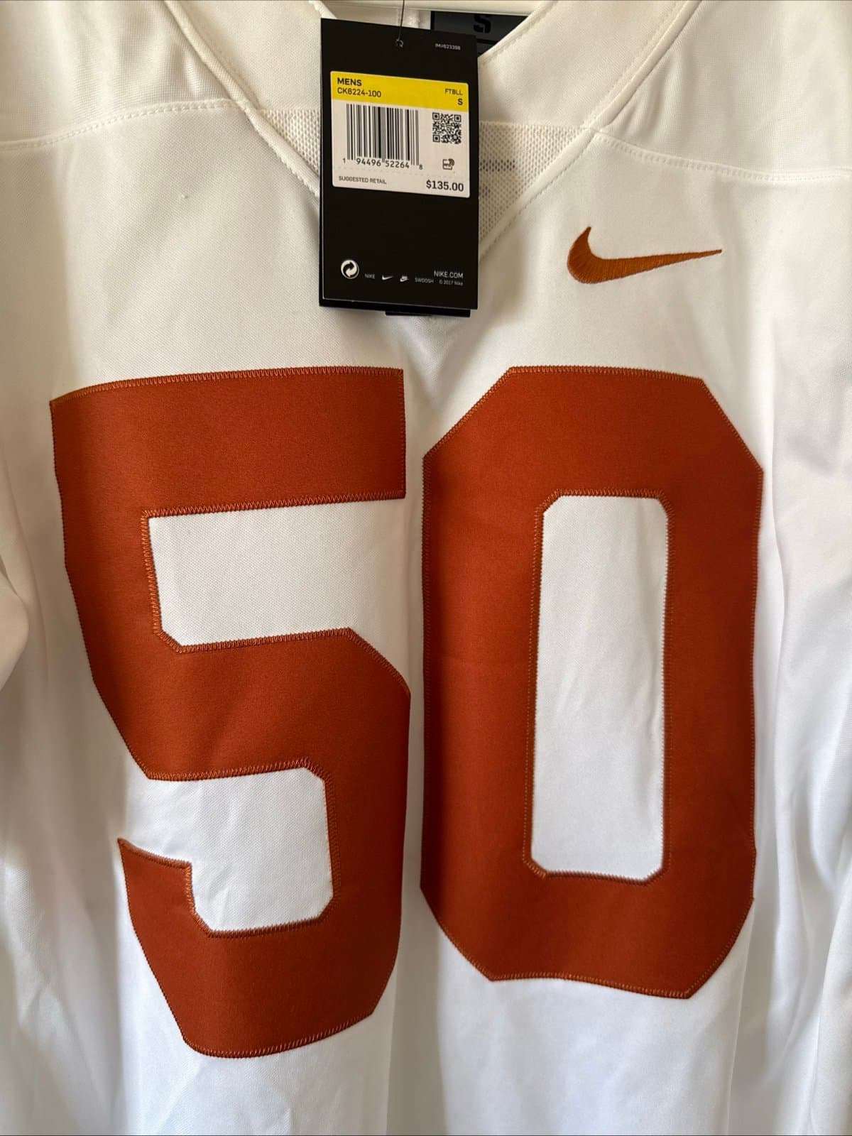 Men's Nike Texas Longhorns #50 Alternate Limited NCAA Jersey Sz S - White NWT - Thumbnail 2