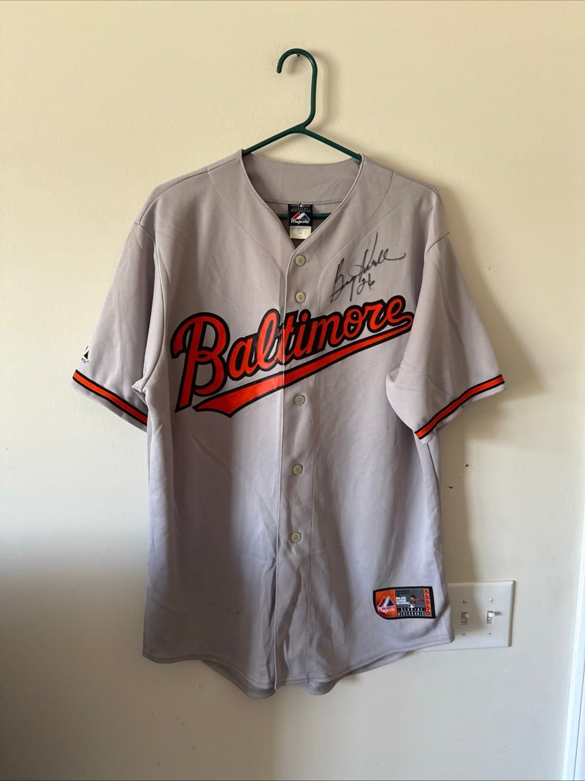 Men’s Majestic Boog Powell #26 Signed Baltimore Orioles Grey Jersey Sz L - Image 1