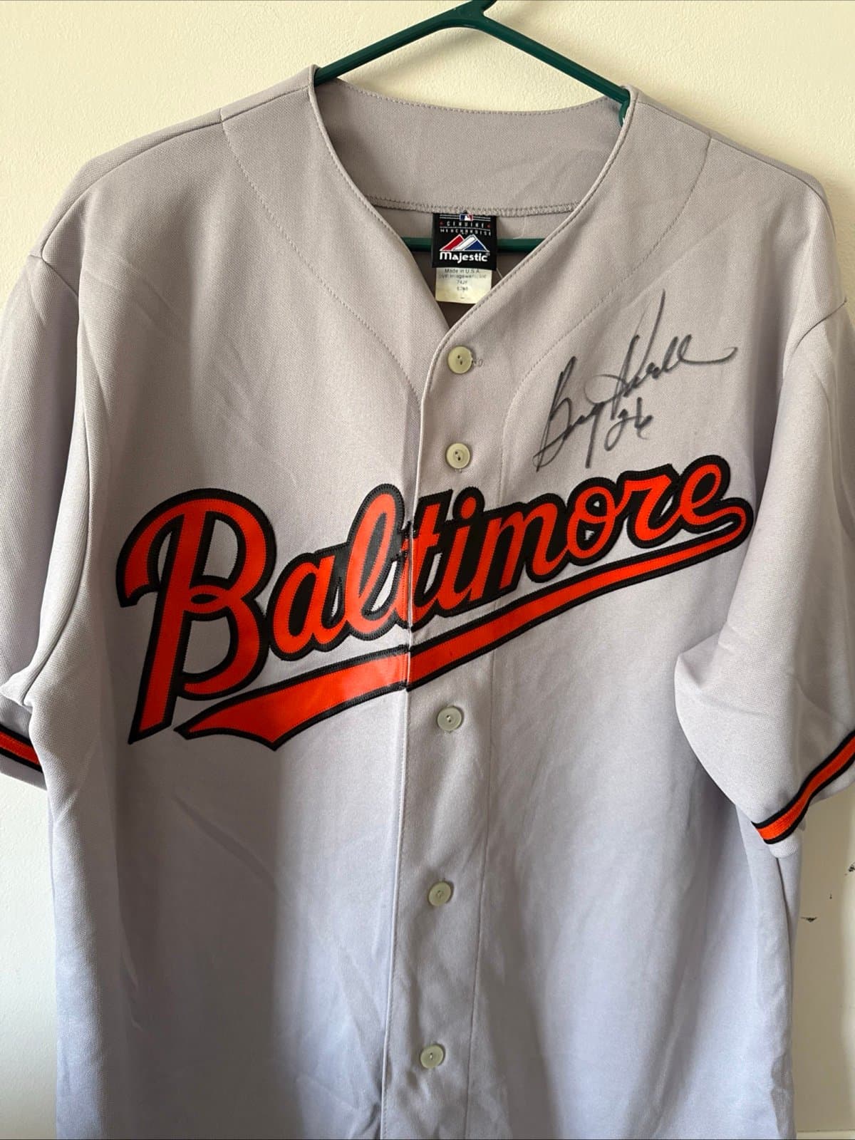 Men’s Majestic Boog Powell #26 Signed Baltimore Orioles Grey Jersey Sz L - Thumbnail 3