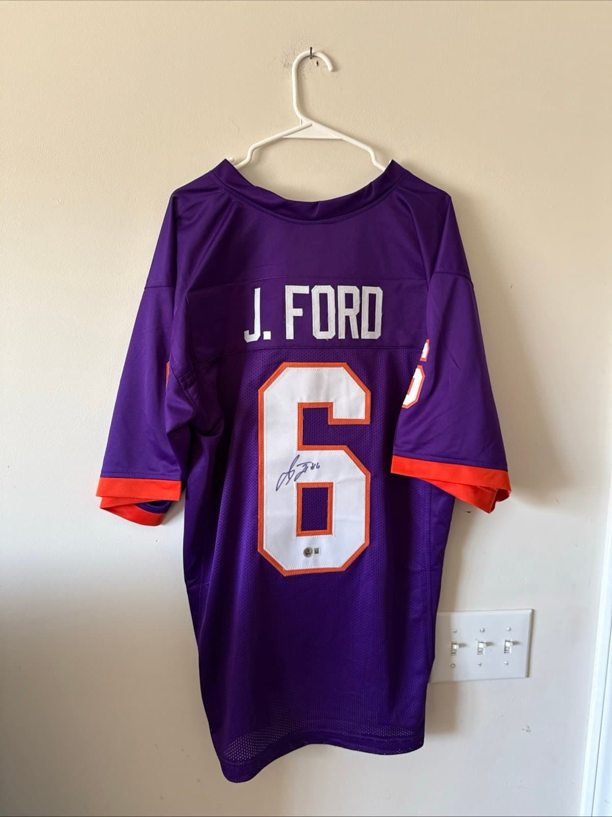 Jacoby Ford Clemson Tigers Autographed Signed Custom Jersey Beckett COA Size XL - Image 1