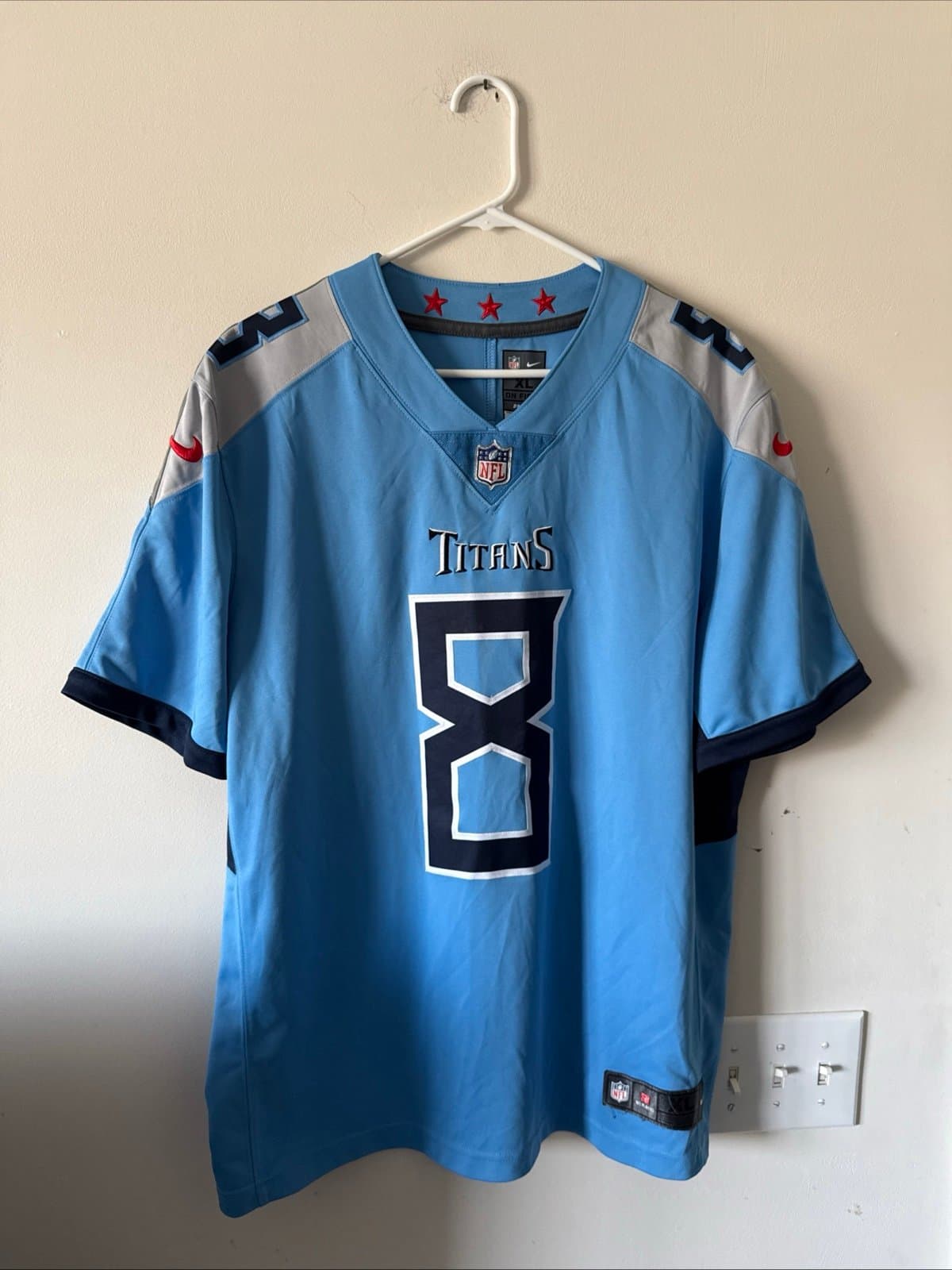 Men’s Nike Marcus Mariota #8 Tennessee Titans Vapor Lmtd Jersey Sz XL Blue RARE - Image 1