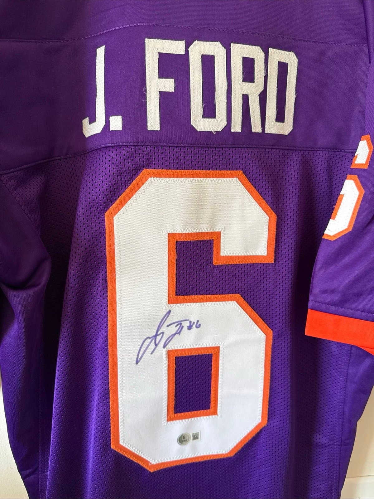 Jacoby Ford Clemson Tigers Autographed Signed Custom Jersey Beckett COA Size XL - Thumbnail 2