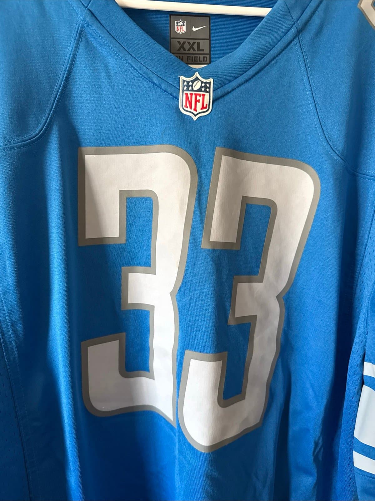 Men’s Nike Kerryon Johnson #33 Detroit Lions Player Game Jersey 2020 Sz 2XL Blue - Thumbnail 2