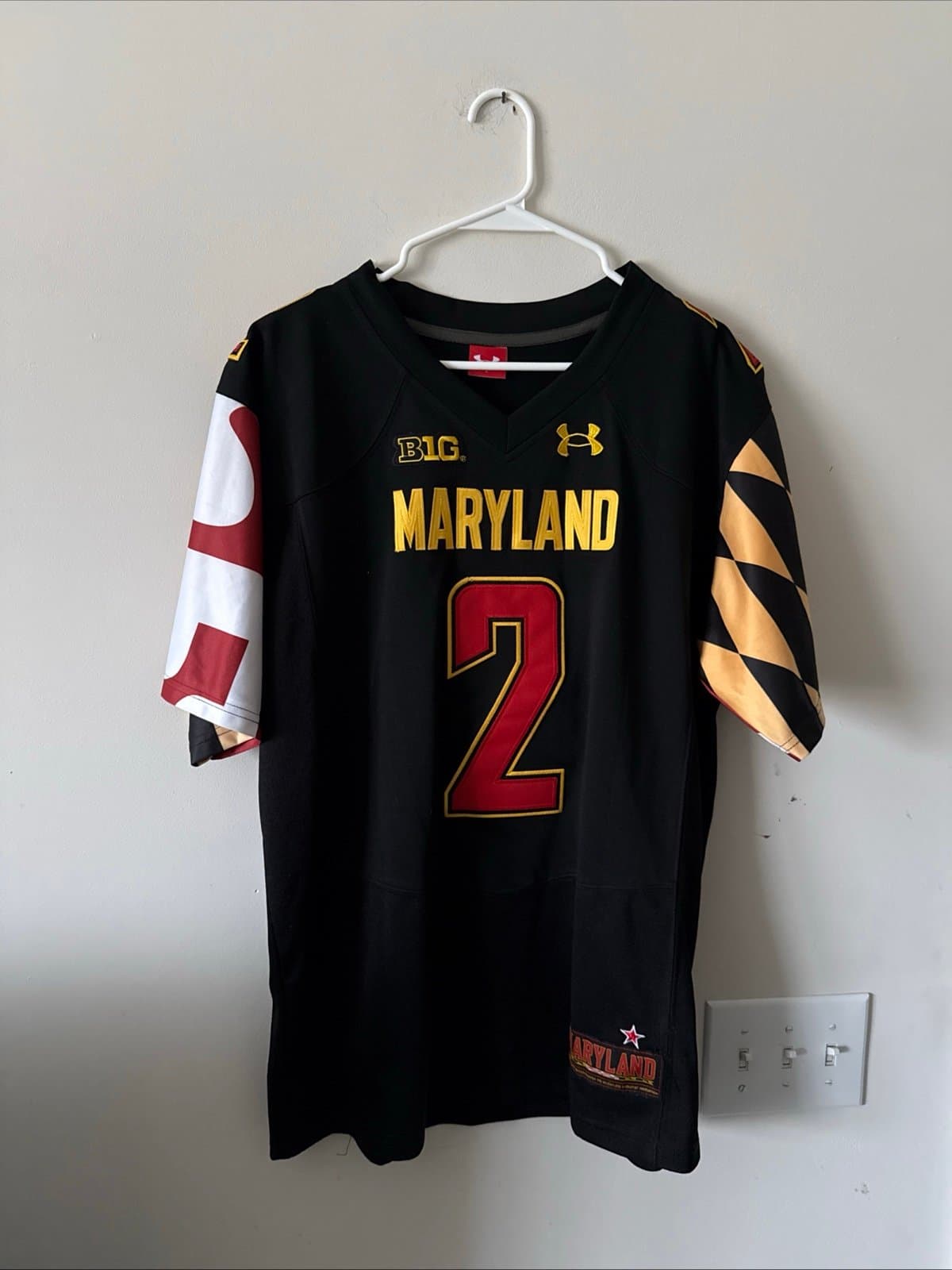 Men’s Under Armour Jacob Copeland #2 Maryland Terrapins Jersey Sz L - Black RARE - Image 1