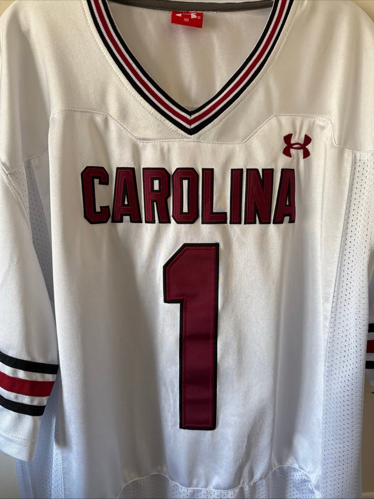 Men's Under Armour South Carolina Gamecocks #1 Stitched Jersey Sz 2XL - White - Thumbnail 2