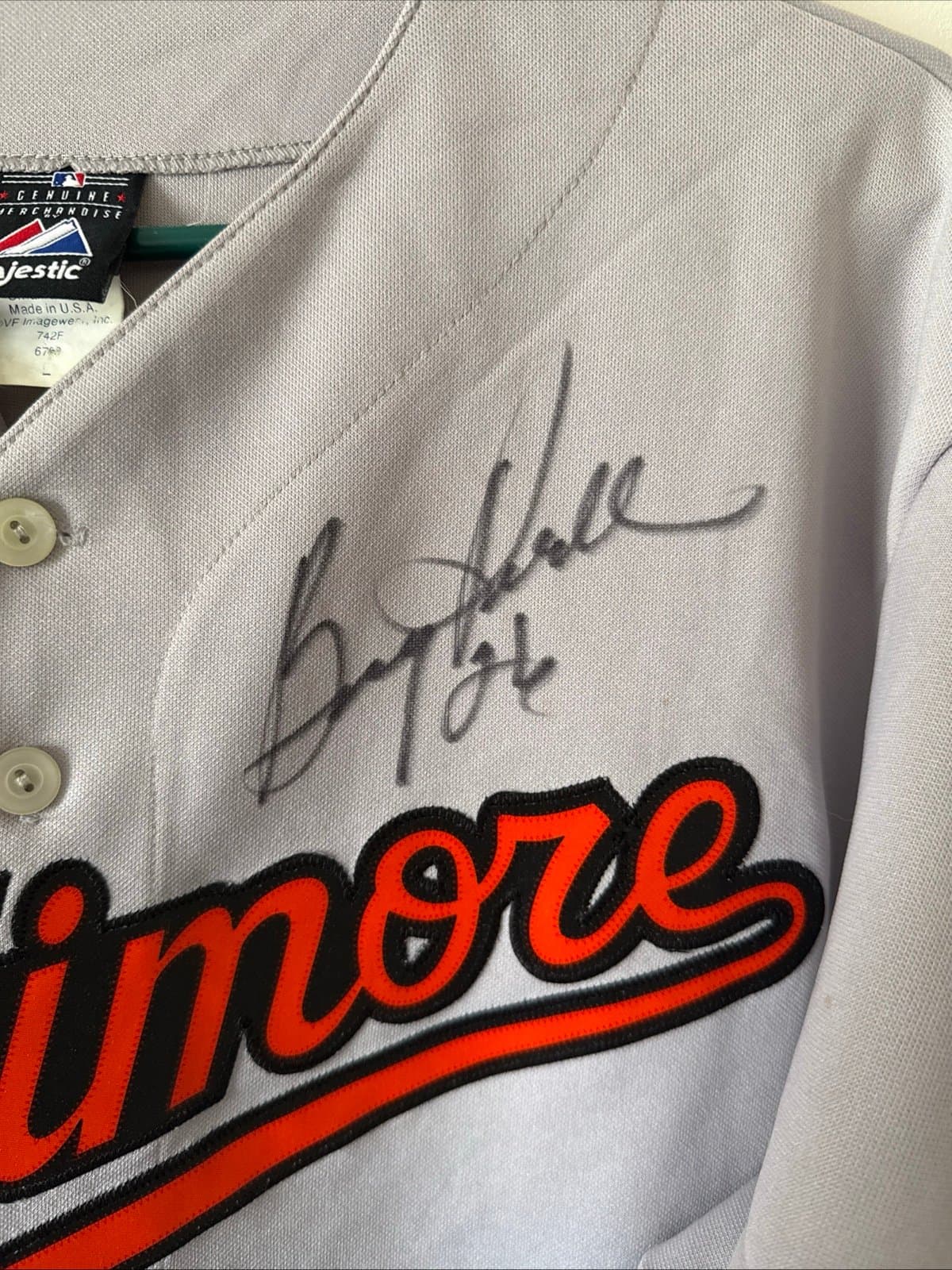 Men’s Majestic Boog Powell #26 Signed Baltimore Orioles Grey Jersey Sz L - Thumbnail 2