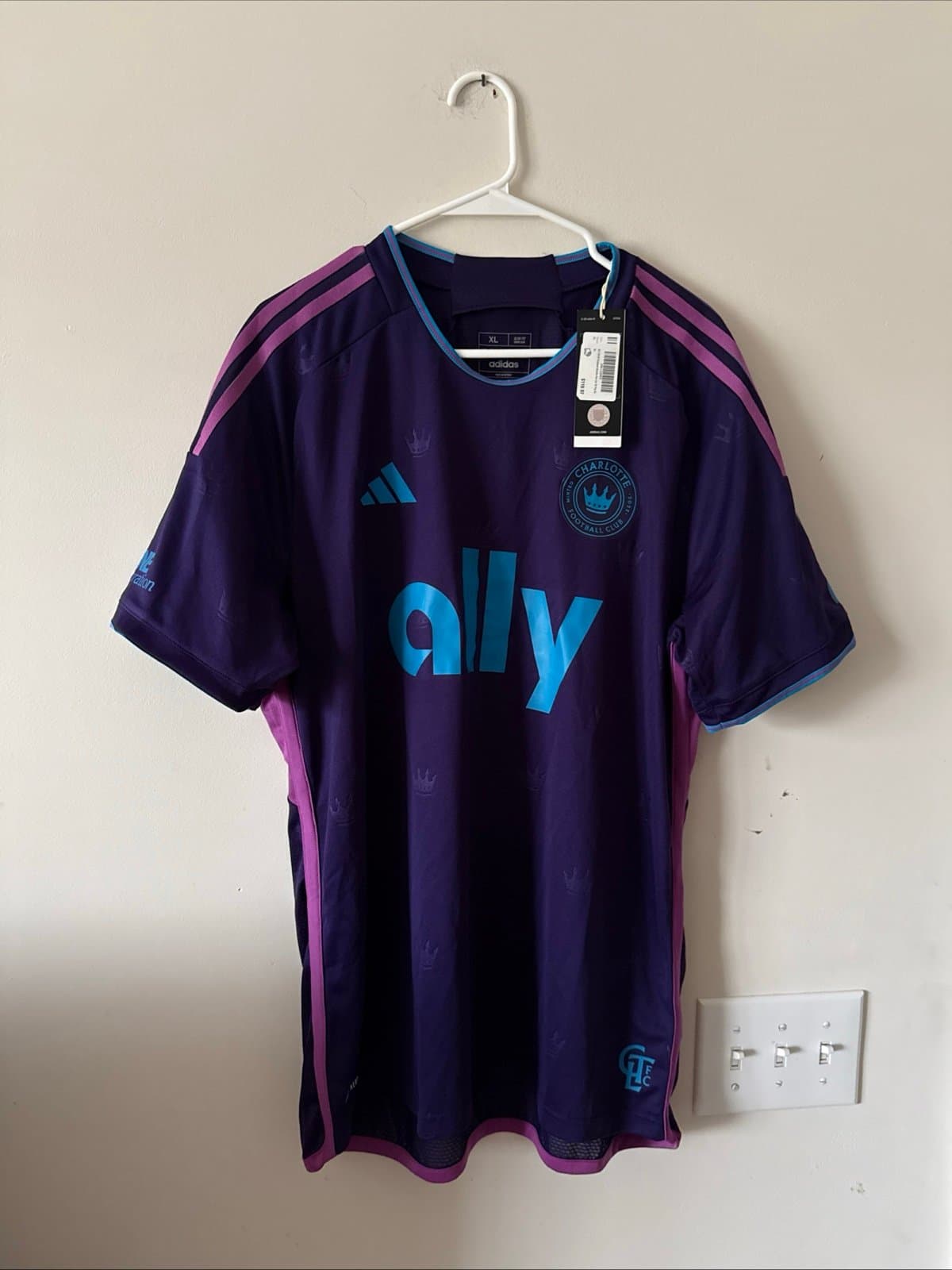 Men’s adidas Ben Bender #15 Charlotte FC 2023/24 MLS Jersey Sz XL - Purple NWT - Image 1