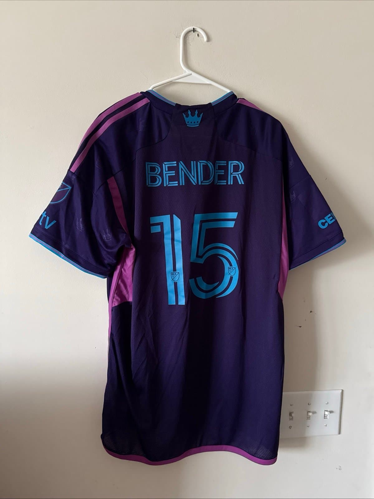 Men’s adidas Ben Bender #15 Charlotte FC 2023/24 MLS Jersey Sz XL - Purple NWT - Thumbnail 7