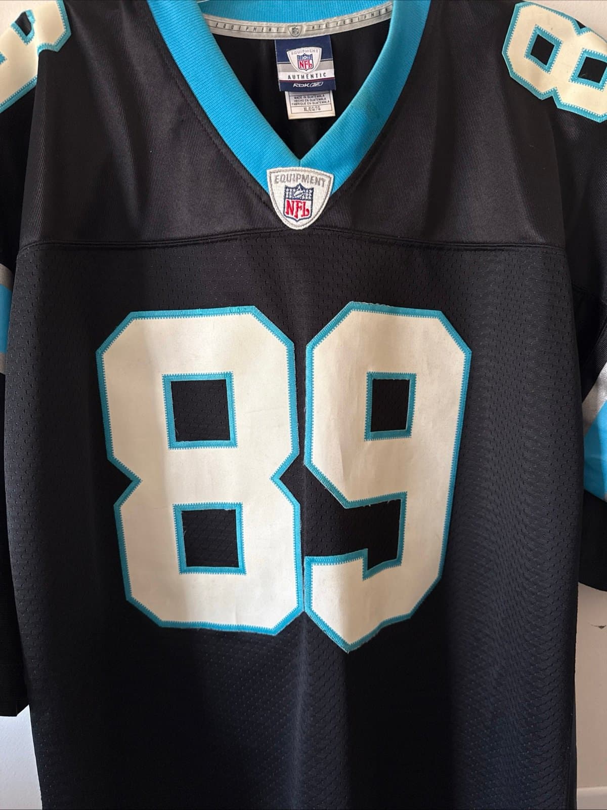 Men’s Reebok NFL Authentic Steve Smith #89 Carolina Panthers Jersey Sz XL Black - Thumbnail 2