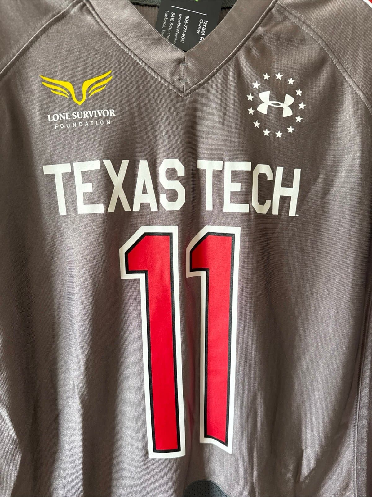 Men’s Under Armour Texas Tech Red Raiders #11 Lone Survivor Jersey Sz L - RARE - Thumbnail 2
