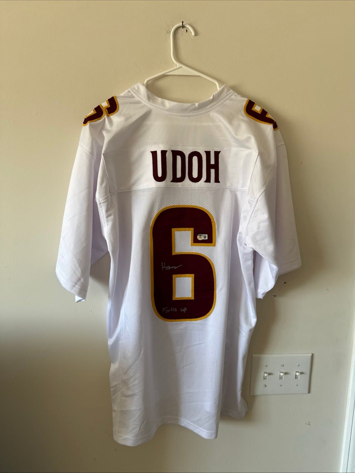 Kanye Udoh Jersey Autographed Auto Arizona State Sun Devils White #6 Beckett COA - Image 1