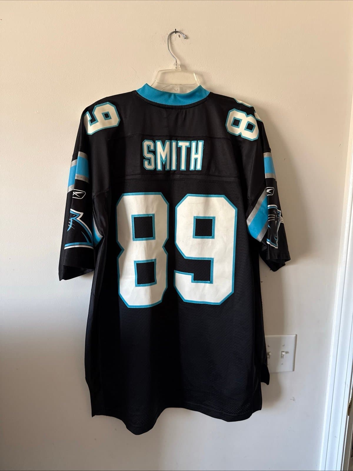 Men’s Reebok NFL Authentic Steve Smith #89 Carolina Panthers Jersey Sz XL Black - Thumbnail 5