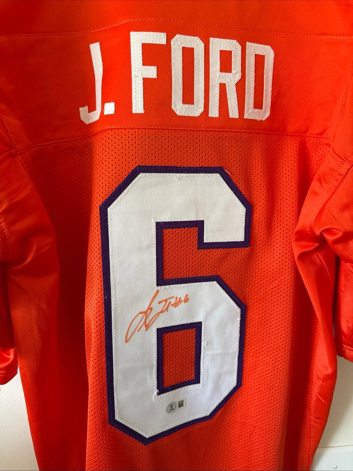 Clemson Tigers Jacoby Ford Autographed Custom Jersey - Beckett Authentication XL - Thumbnail 2