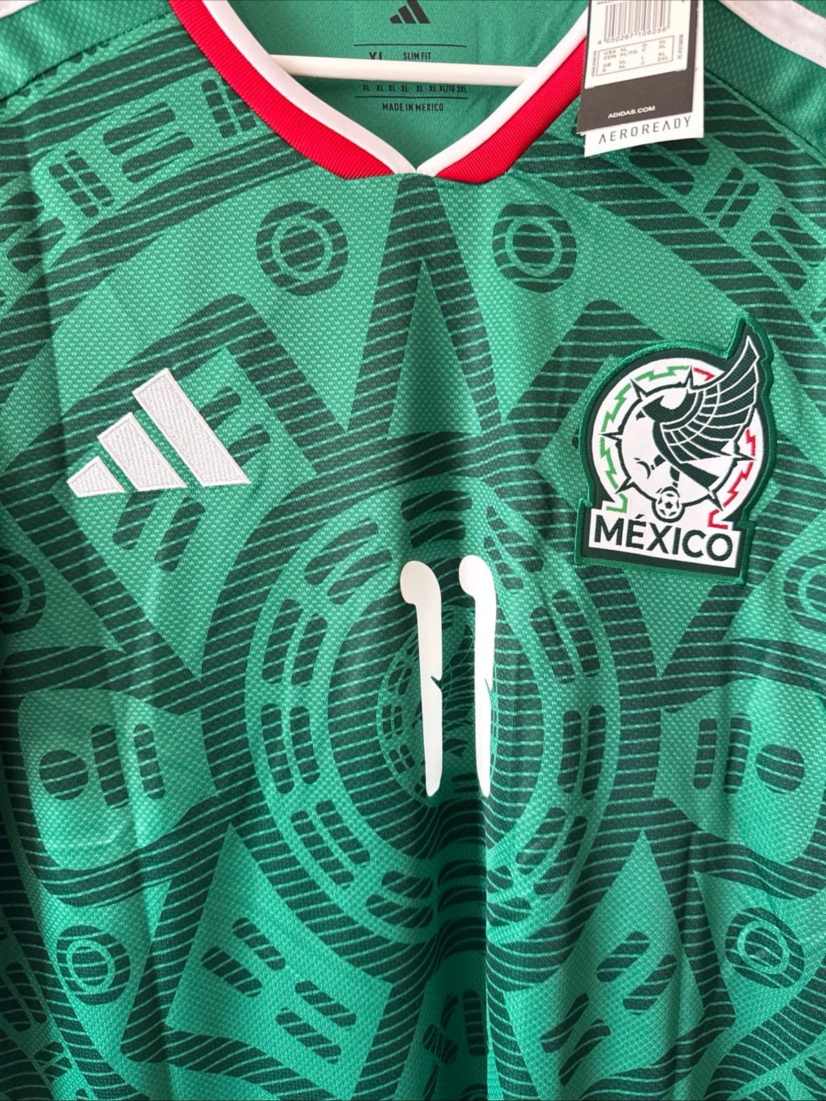 Men's adidas Santiago Gimenez #11 2026 Mexico Home WC Jersey Sz XL - Green NWT - Thumbnail 2