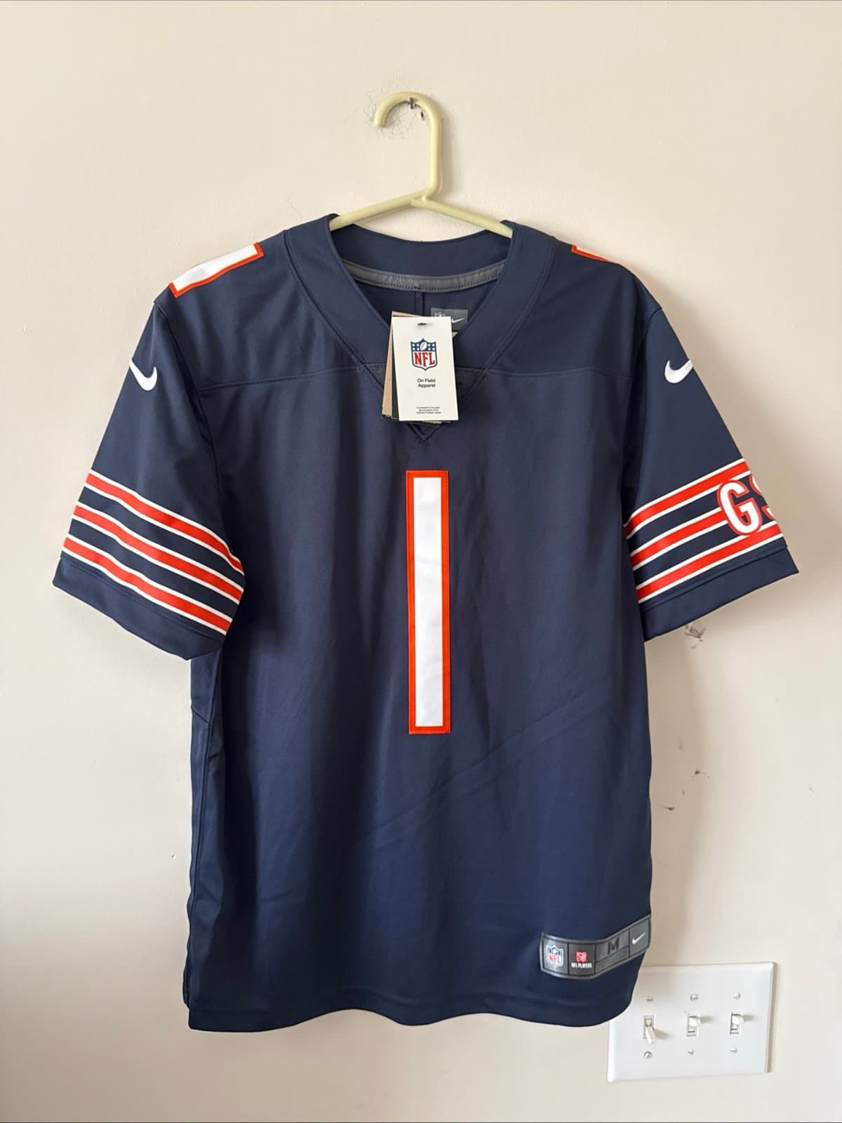 Men's Nike Justin Fields #1 Chicago Bears Vapor Lmtd Jersey Sz M - Blue NWT RARE - Image 1