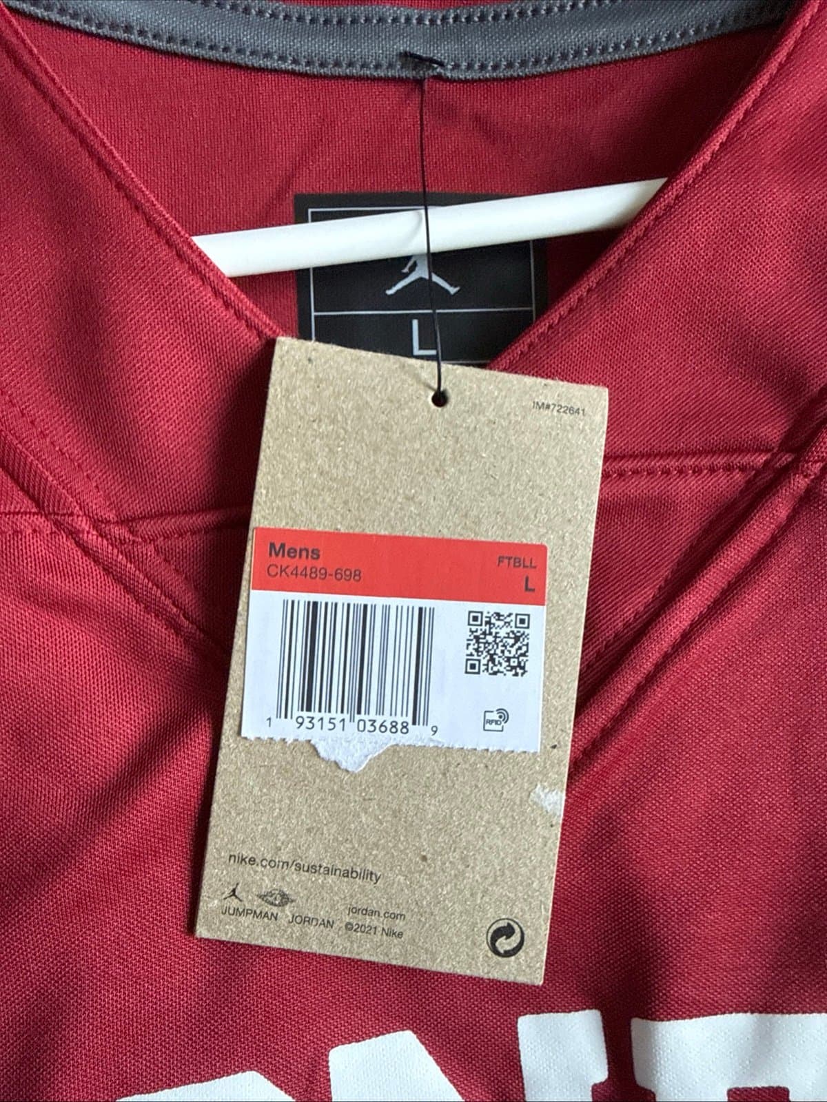 Men’s Jordan Jackson Arnold #10 Oklahoma Sooners NCAA Jersey Sz L - Maroon NWT - Thumbnail 5