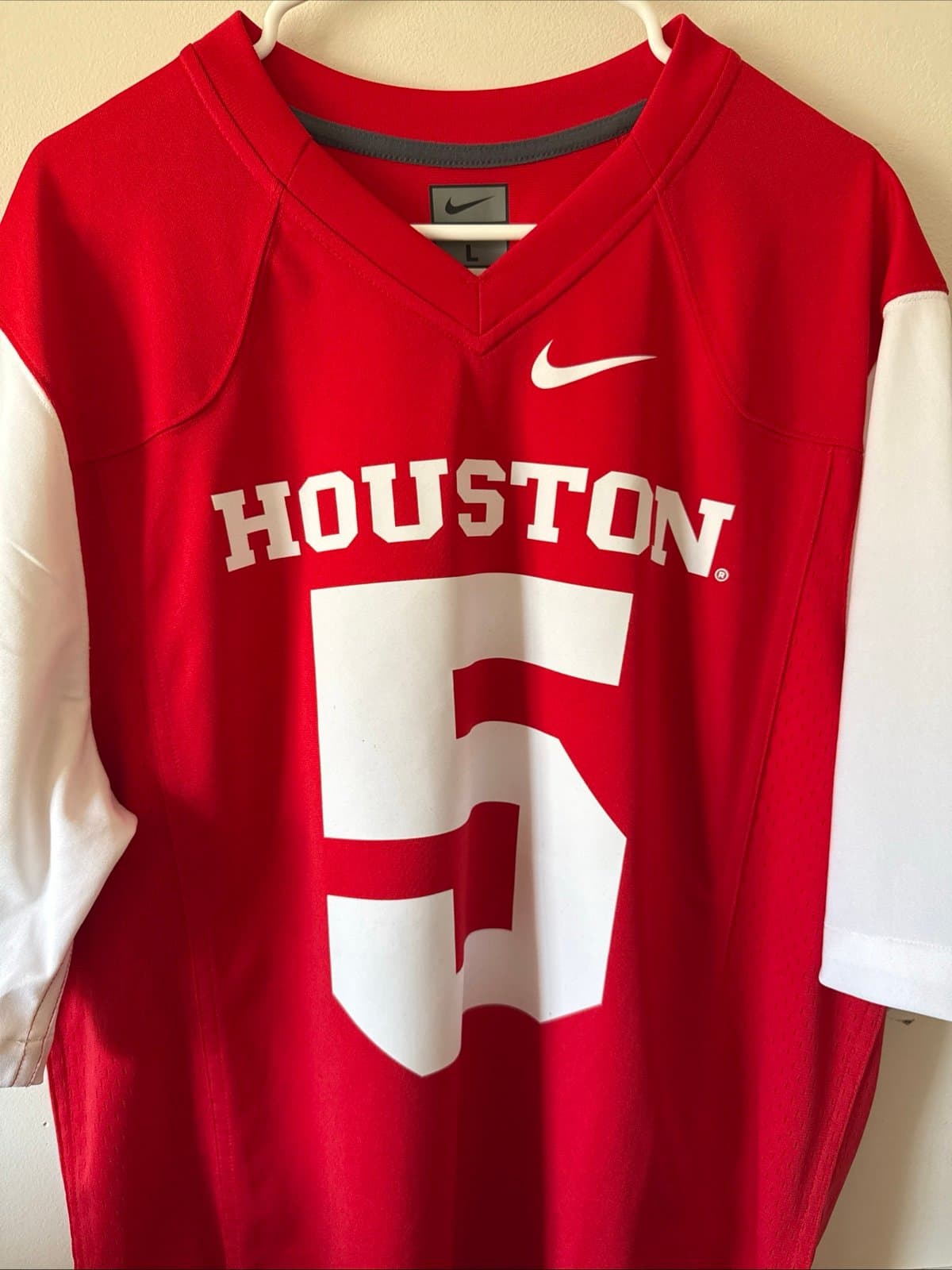 Men’s Nike University Of Houston Cougars #5 Football Home Red Jersey Sz L - Thumbnail 2