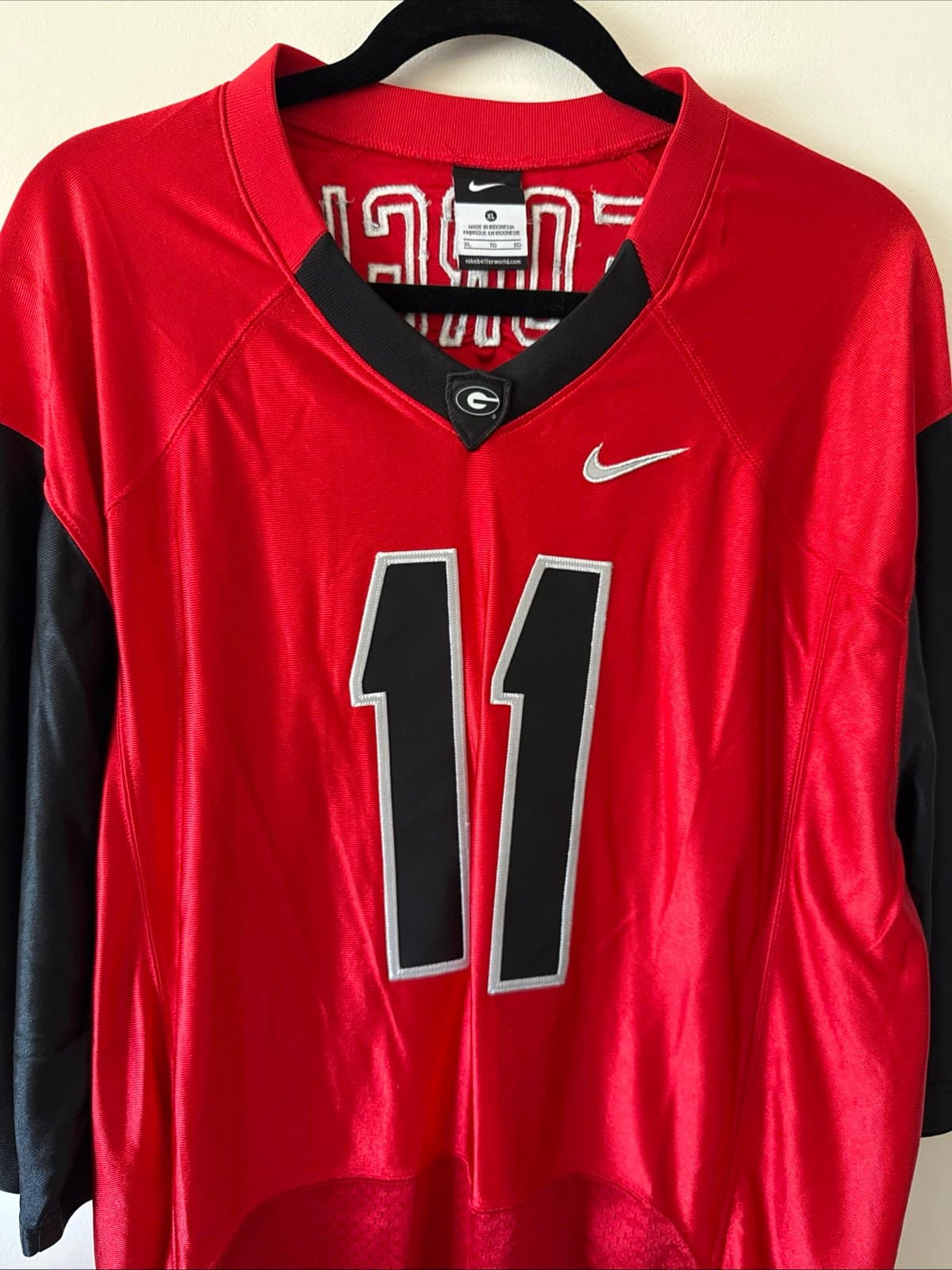 Men’s Nike Georgia Bulldogs #11 Football Jersey Stitched Sz XL - Red NWOT - Thumbnail 2
