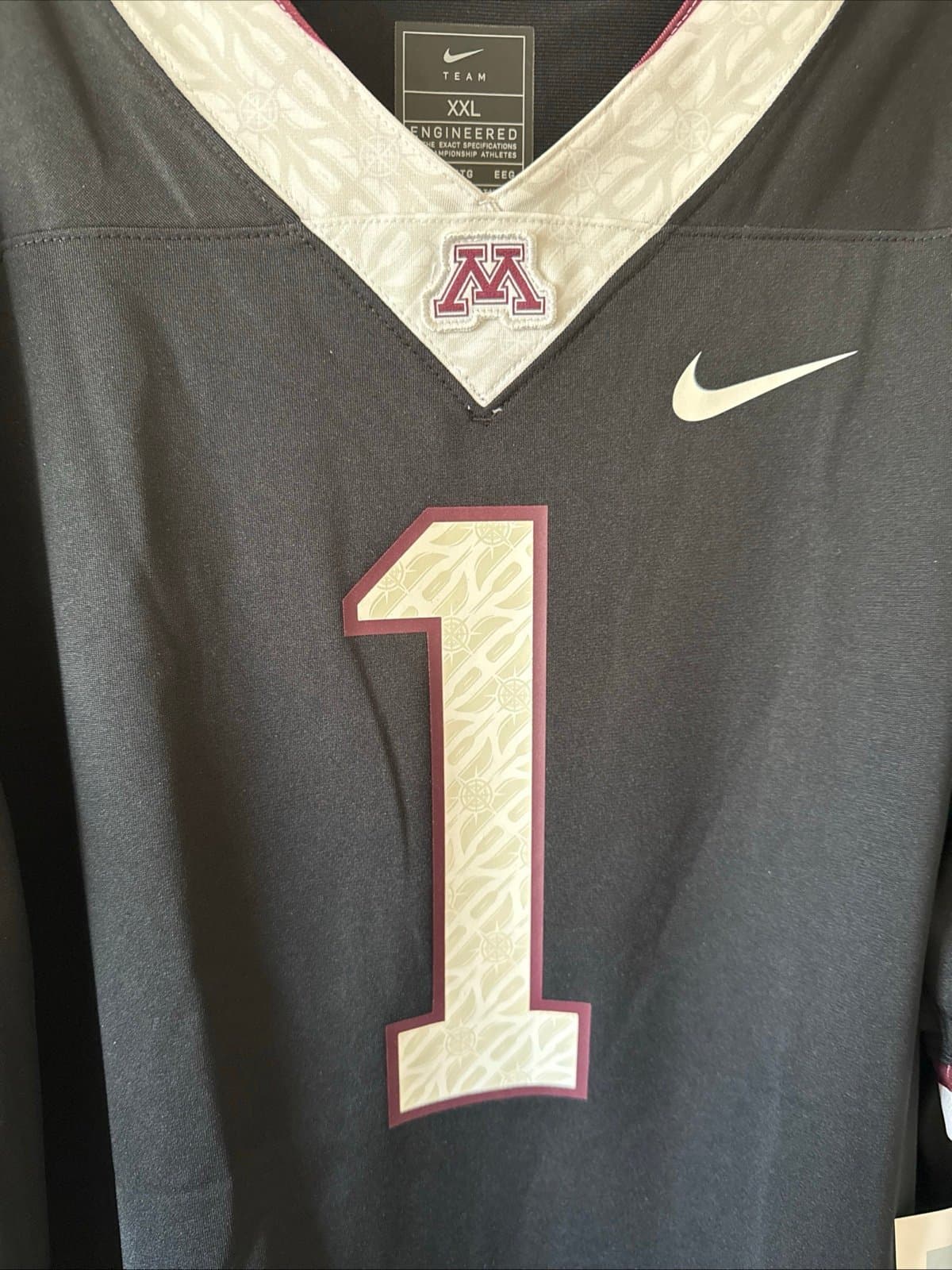 Men's Nike Minnesota Golden Gophers #1 Alternate Jersey Sz 2XL - Black NWT - Thumbnail 2