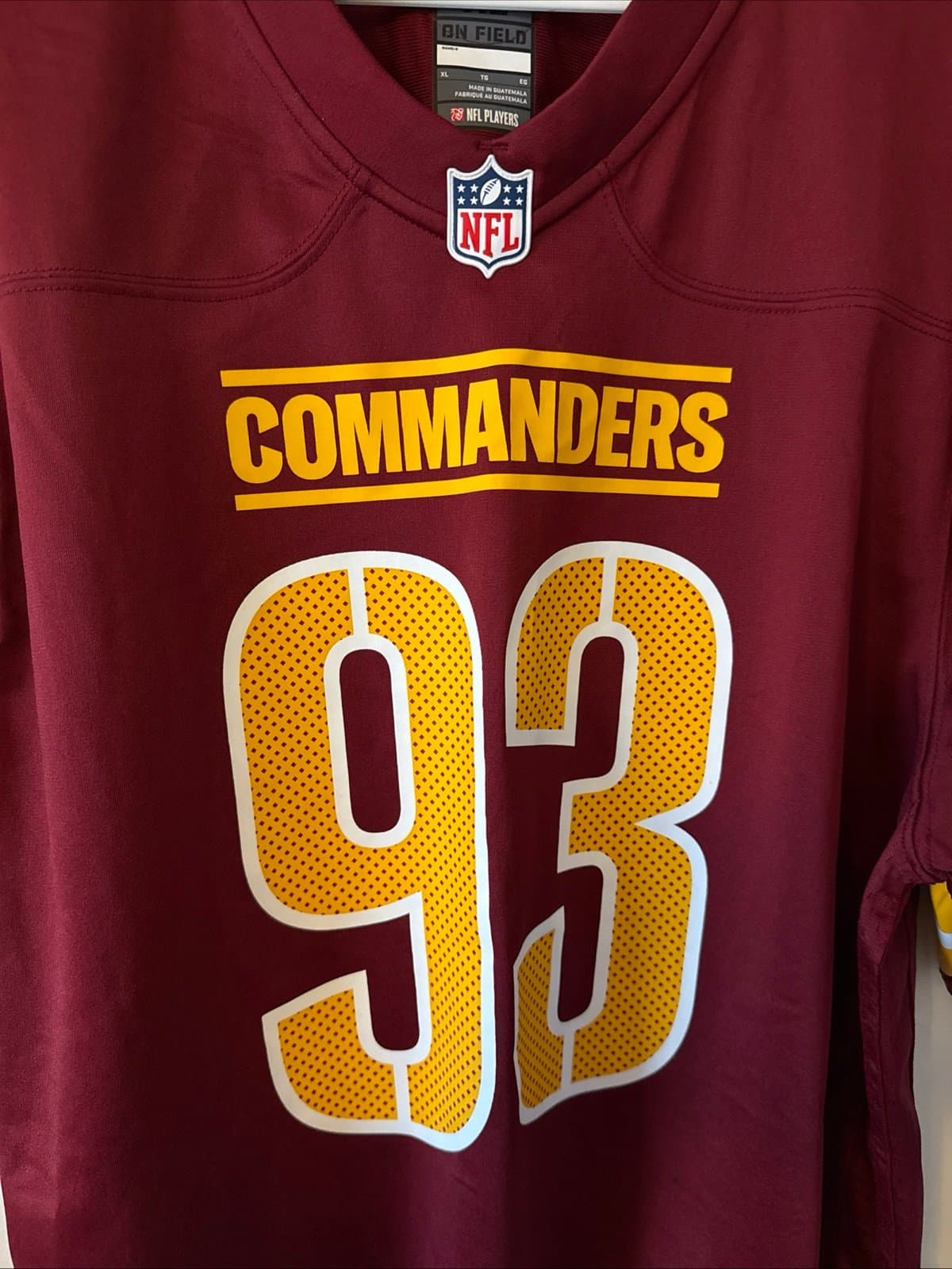 MEN'S NIKE JONATHAN ALLEN #93 WASHINGTON COMMANDERS NFL JERSEY XL - RED - Thumbnail 2