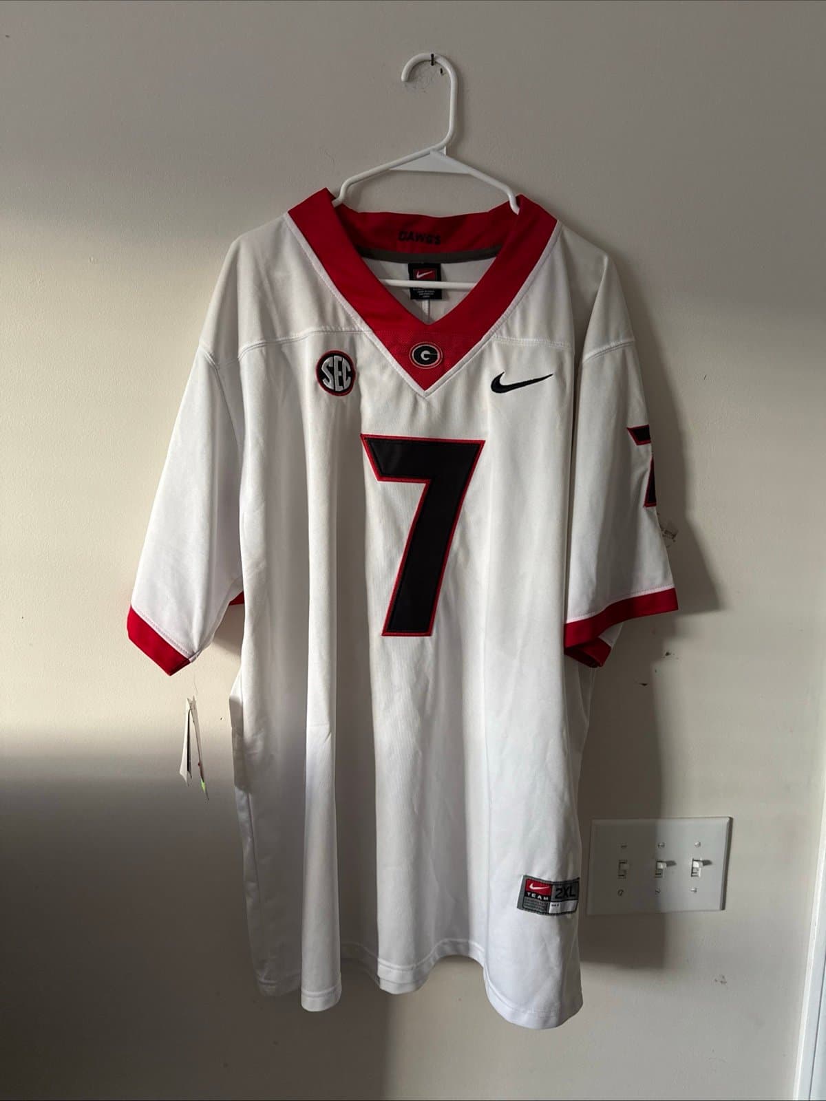 MEN’S NIKE GEORGIA BULLDOGS D’ANDRE SWIFT #7 JERSEY SZ 2XL - WHITE NWT
