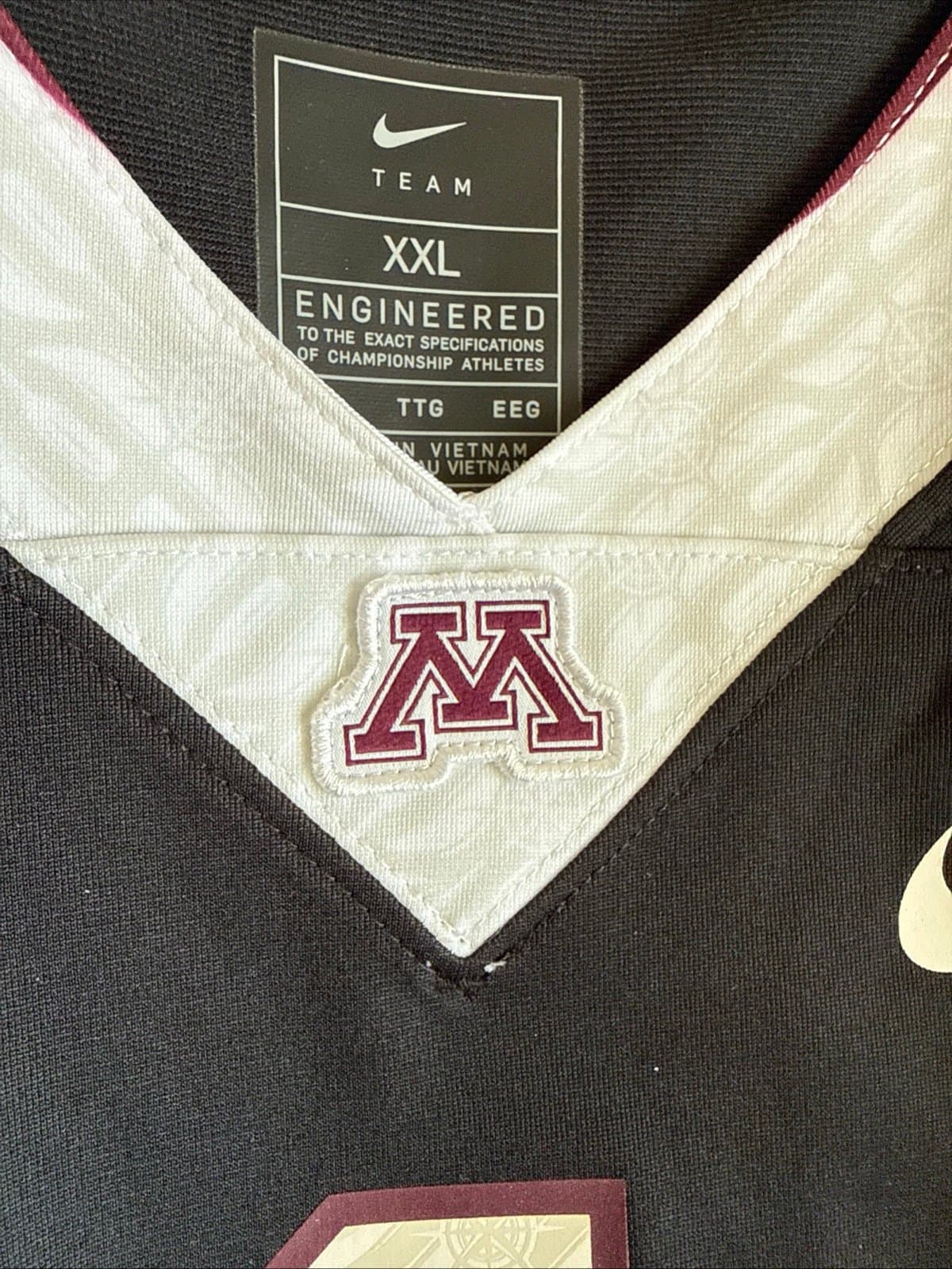 Men's Nike Minnesota Golden Gophers #1 Alternate Jersey Sz 2XL - Black NWT - Thumbnail 5