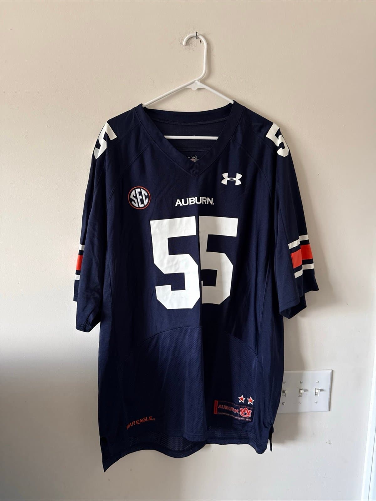 Men’s Under Armour Auburn Tigers #55 Football NCAA Jersey Sz XL - Blue RARE - Image 1
