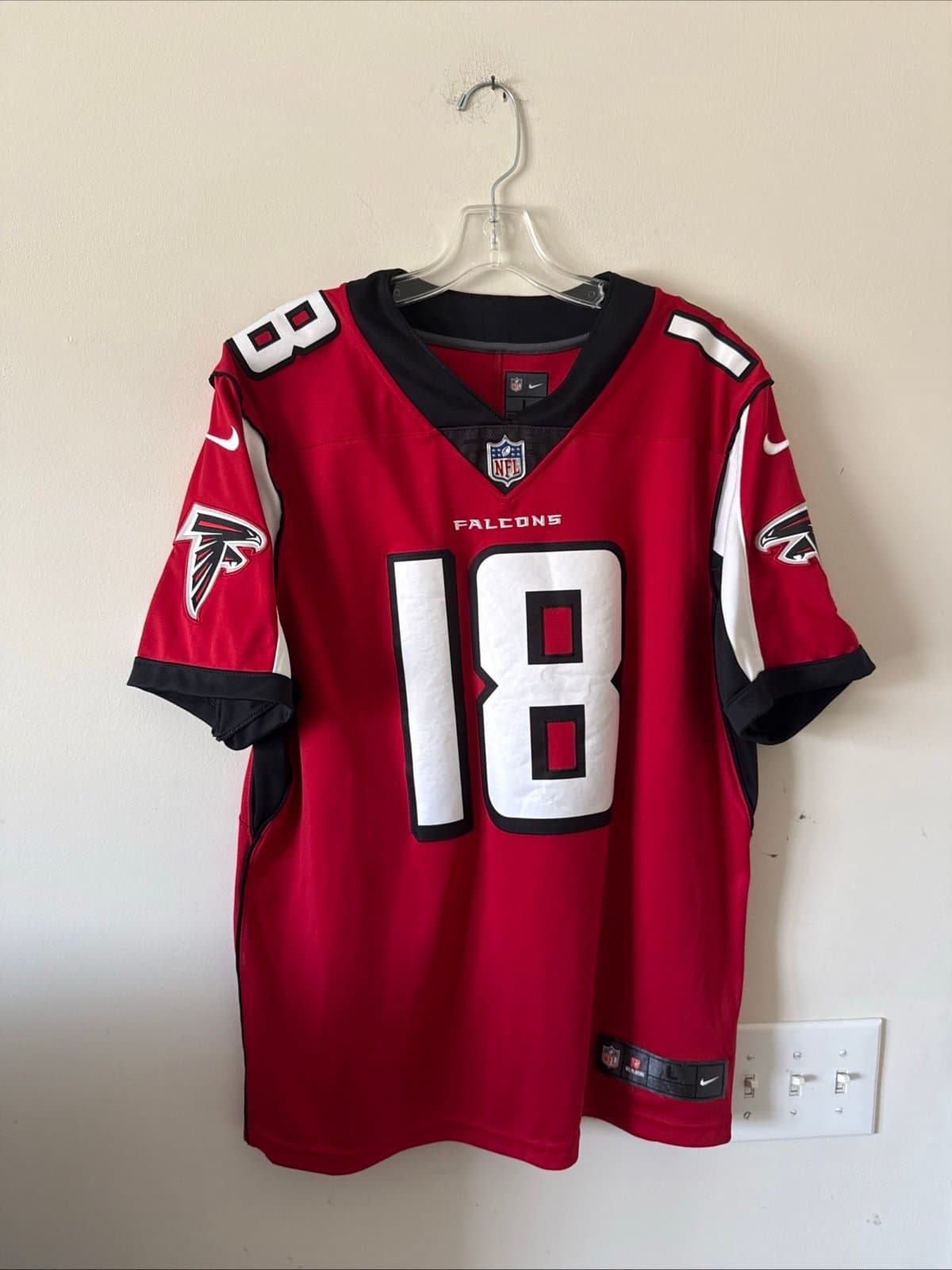 Men’s Nike Calvin Ridley #18 Atlanta Falcons Vapor Lmtd NFL Jersey Sz L Red RARE - Image 1