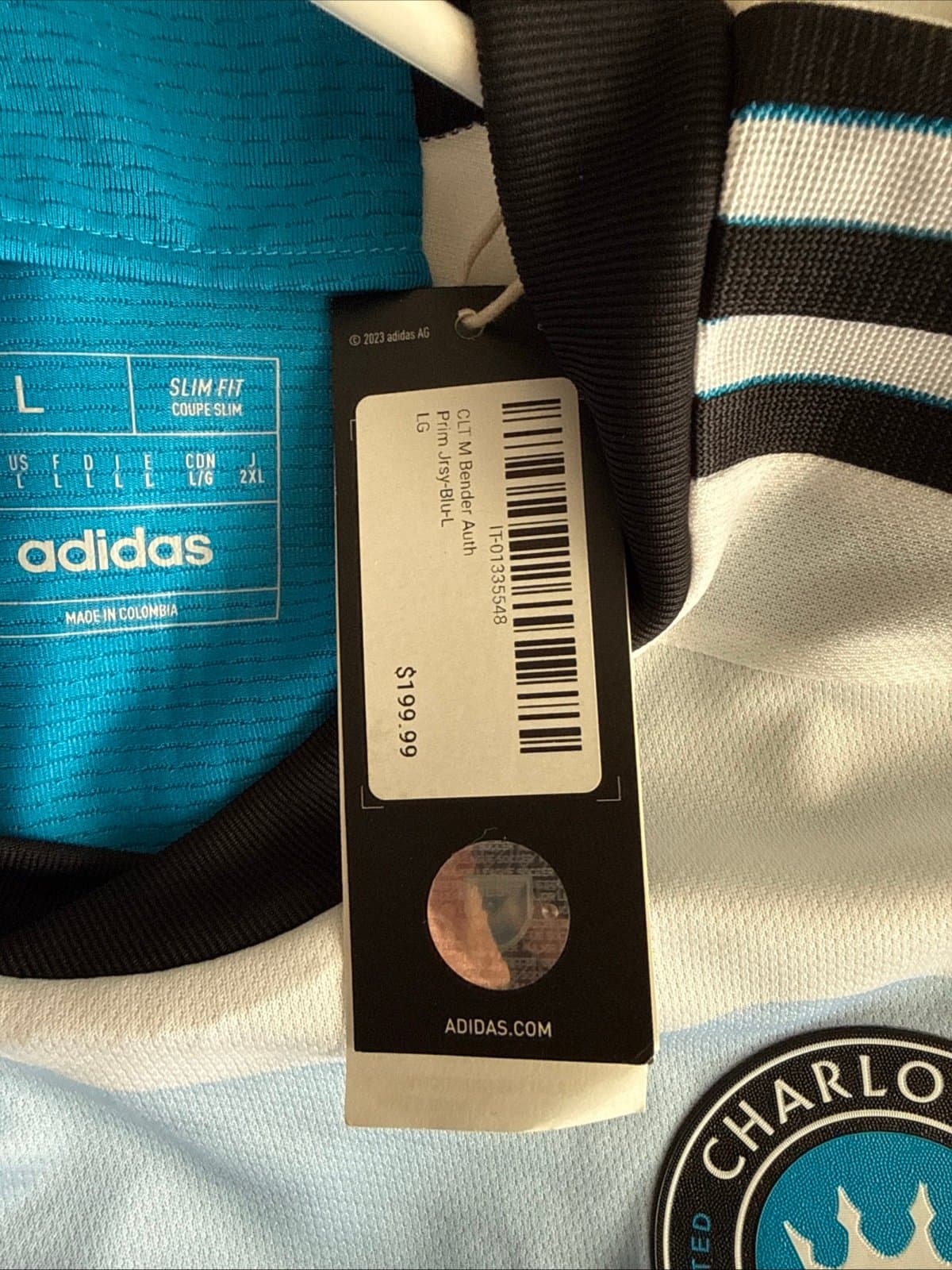 Men’s adidas Ben Bender #15 Charlotte FC 2024/25 MLS Jersey Sz L - White NWT - Thumbnail 5