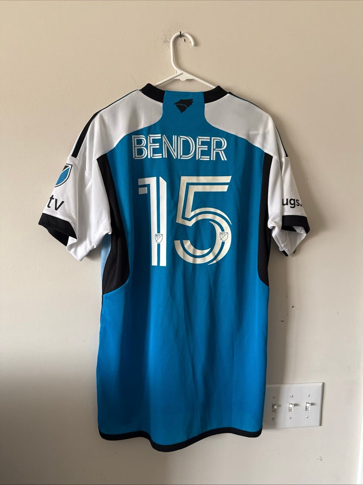 Men’s adidas Ben Bender #15 Charlotte FC 2024/25 MLS Jersey Sz L - White NWT - Thumbnail 7
