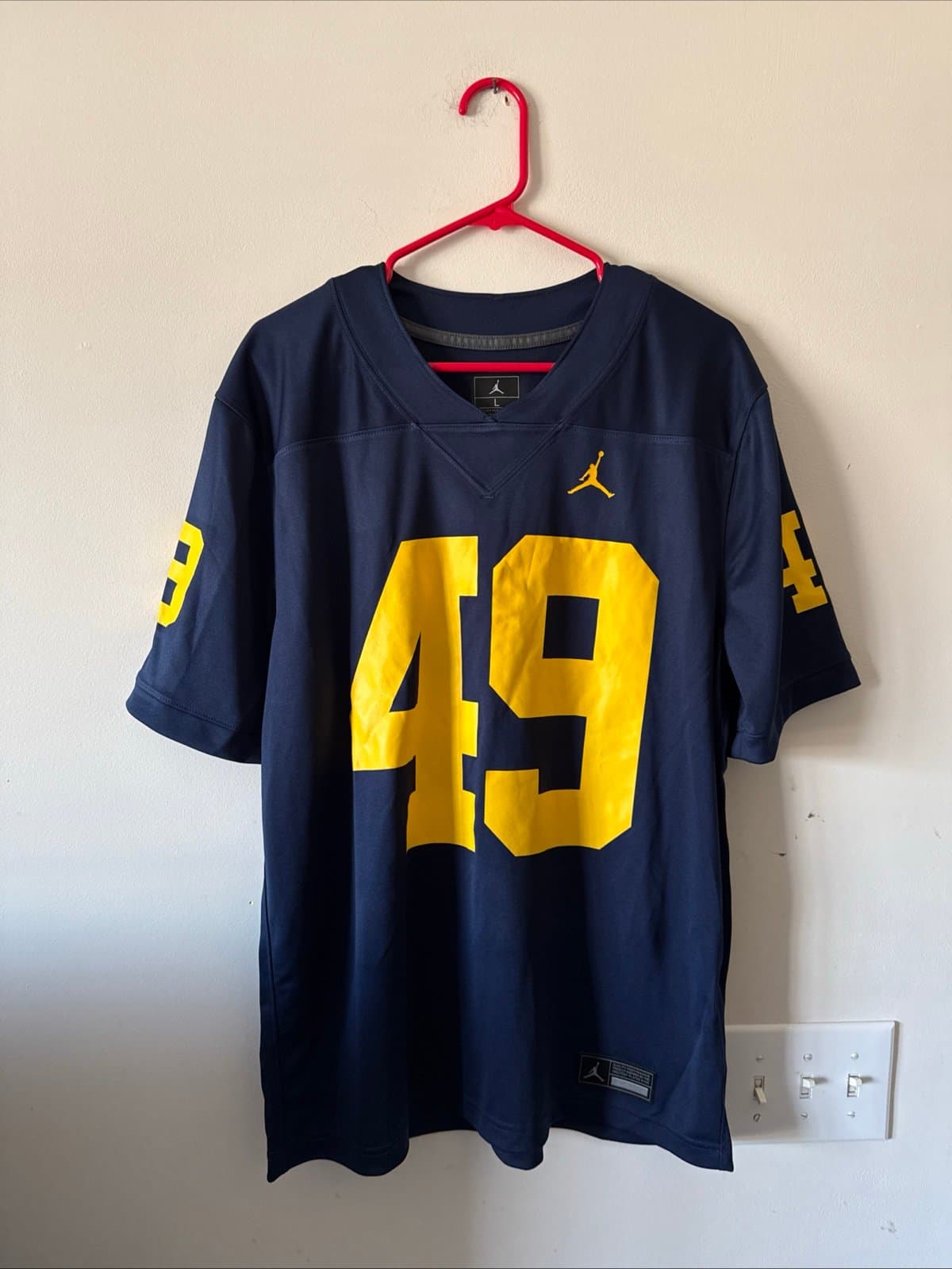 Men’s Jordan Adam Bazzi #49 Michigan Wolverines Football Jersey Sz L - Blue RARE - Image 1