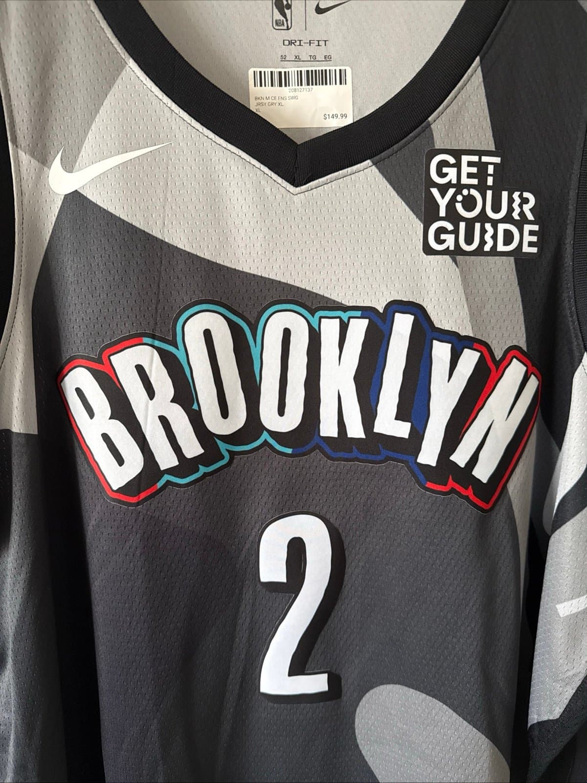 Men’s Nike x KAWS Cam Johnson #2 Brooklyn Nets City NBA Jersey Sz 52 Black RARE - Thumbnail 2