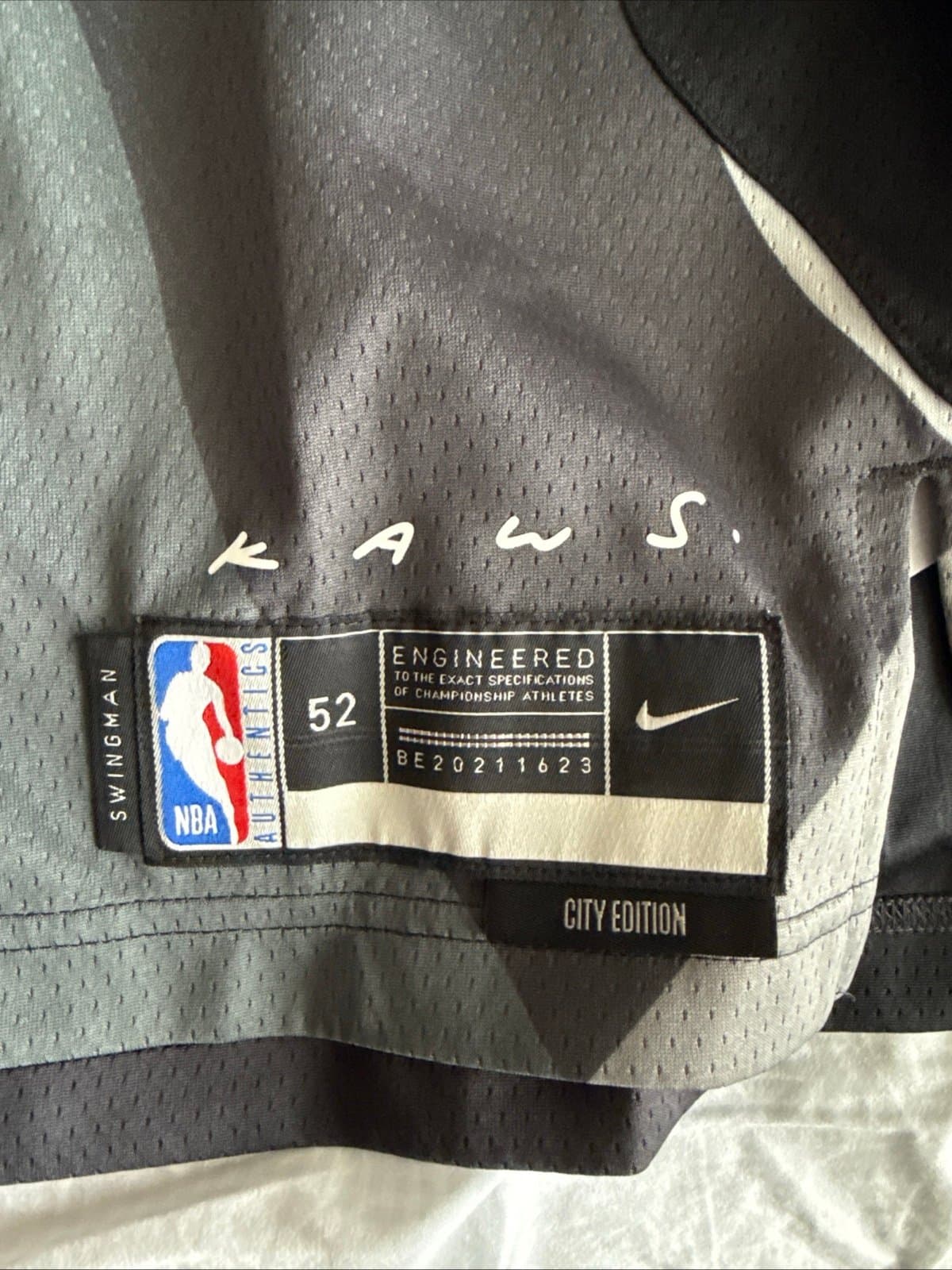 Men’s Nike x KAWS Cam Johnson #2 Brooklyn Nets City NBA Jersey Sz 52 Black RARE - Thumbnail 3