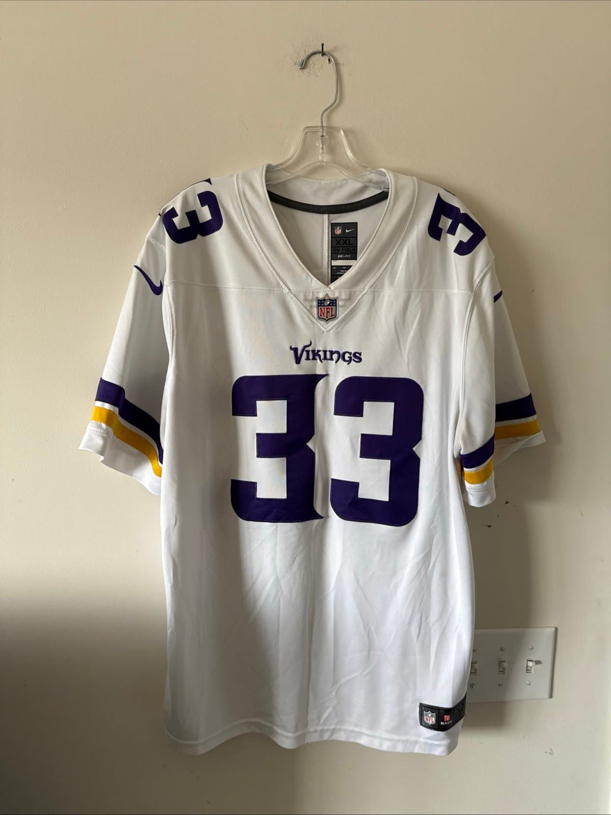 Men’s Nike DALVIN COOK #33 MINNESOTA VIKINGS Vapor Limited Jersey Sz 2XL White - Image 1