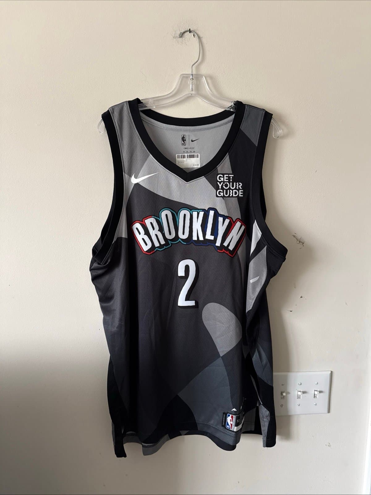 Men’s Nike x KAWS Cam Johnson #2 Brooklyn Nets City NBA Jersey Sz 52 Black RARE - Image 1