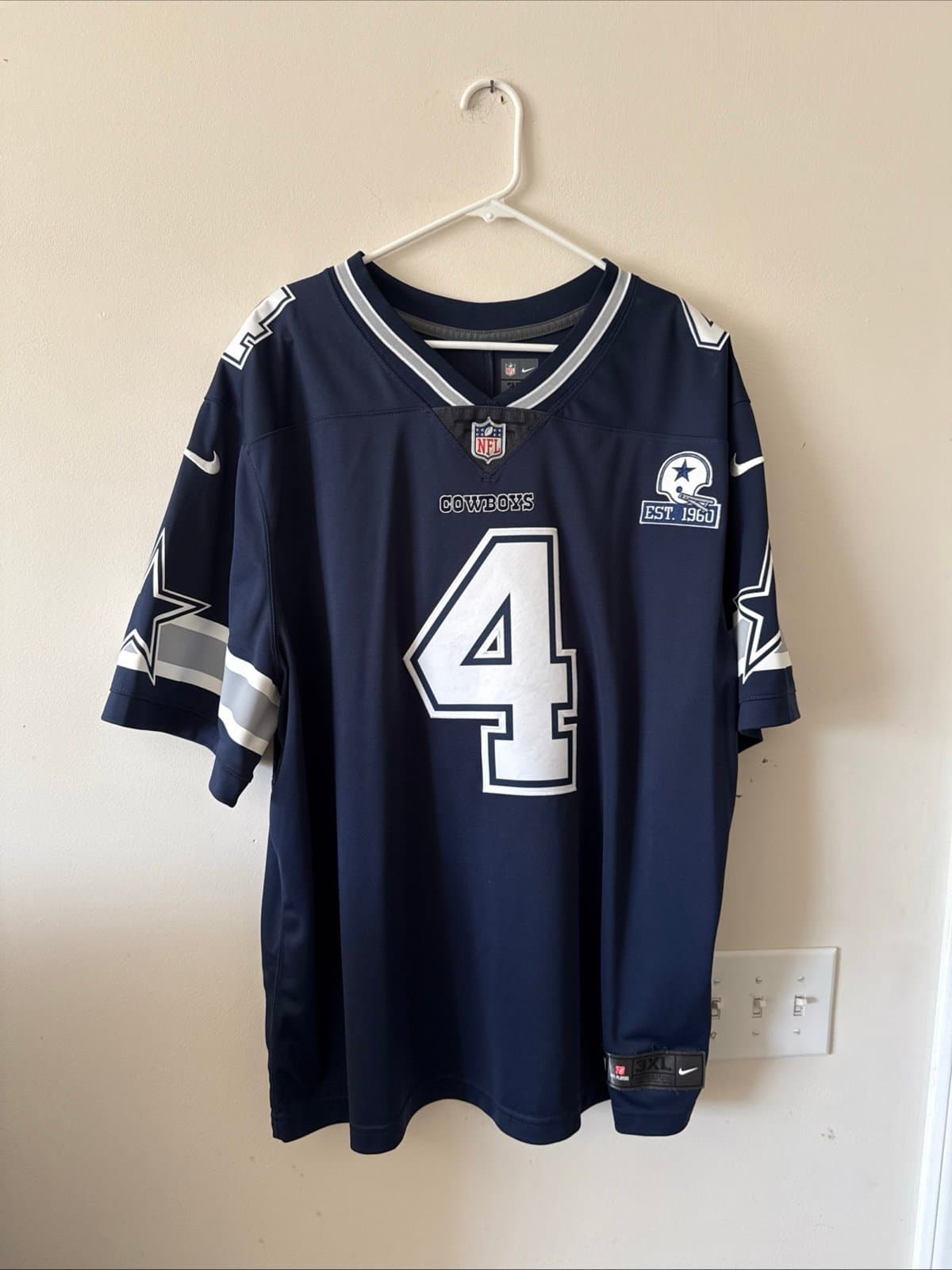 Men’s Nike Dak Prescott #4 Dallas Cowboys Vapor Lmtd Jersey 1960 Patch Sz 3XL - Image 1