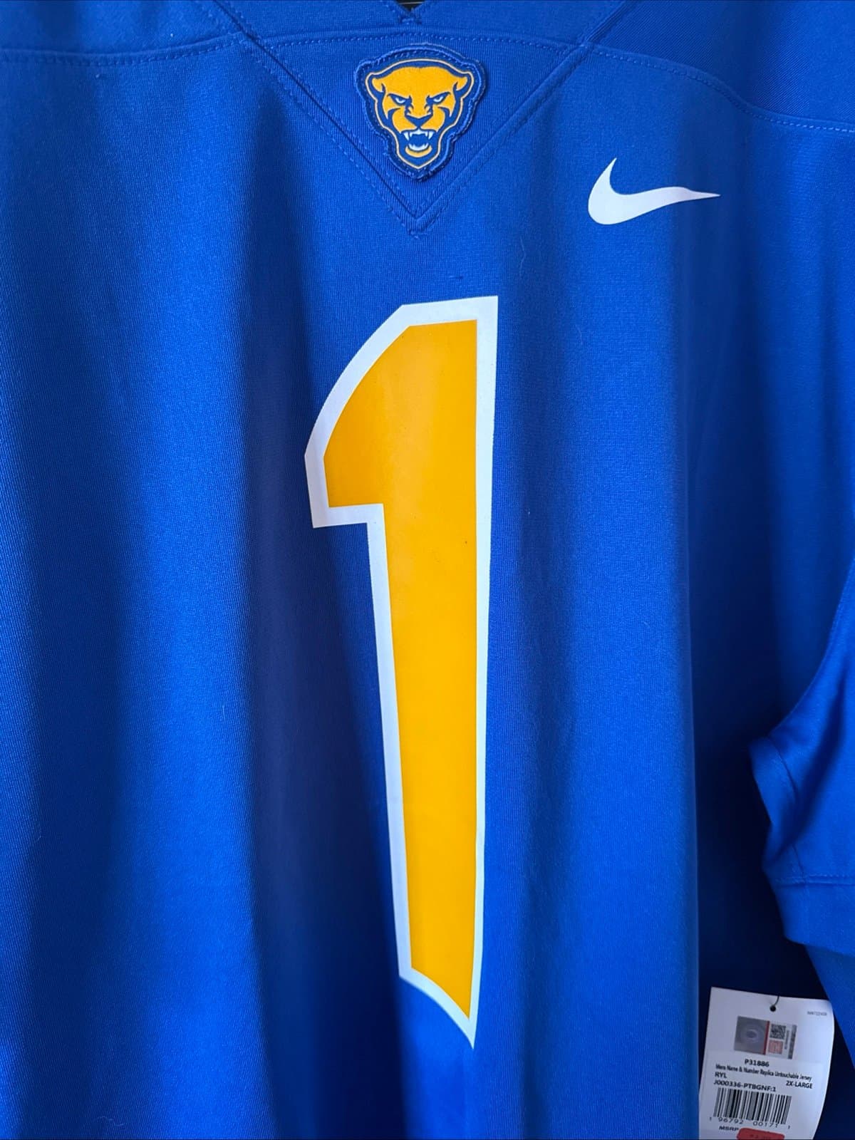 Men’s Nike Larry Fitzgerald #1 Pitt Panthers Jersey Sz 2XL - Blue NWT RARE - Thumbnail 2
