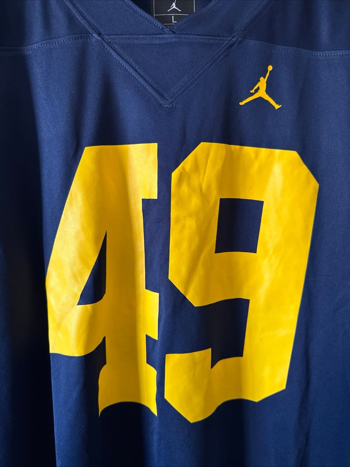 Men’s Jordan Adam Bazzi #49 Michigan Wolverines Football Jersey Sz L - Blue RARE - Thumbnail 2