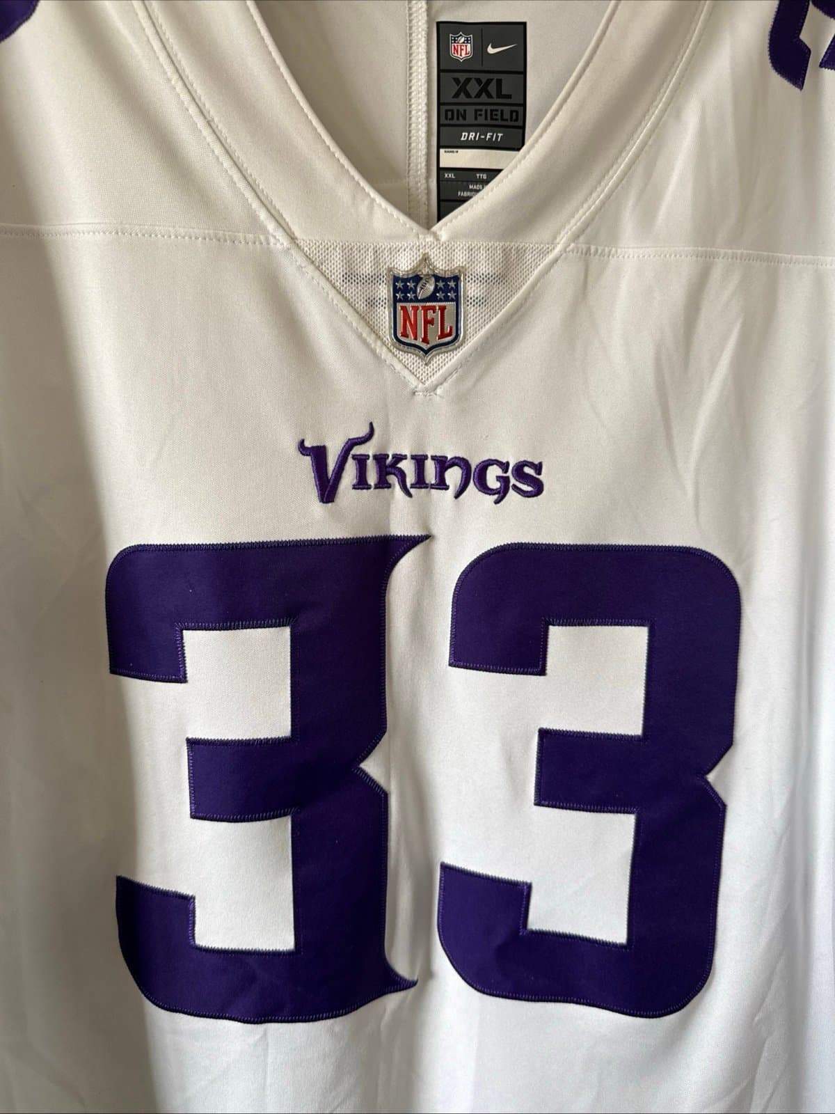 Men’s Nike DALVIN COOK #33 MINNESOTA VIKINGS Vapor Limited Jersey Sz 2XL White - Thumbnail 2