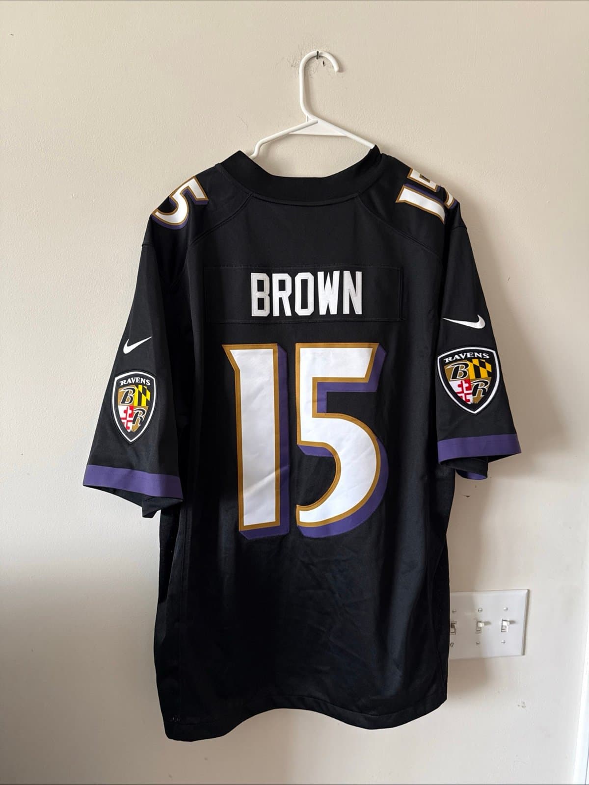 Men’s Nike Hollywood Brown #15 Baltimore Ravens Vapor Lmtd Jersey Sz 2XL - RARE - Thumbnail 6