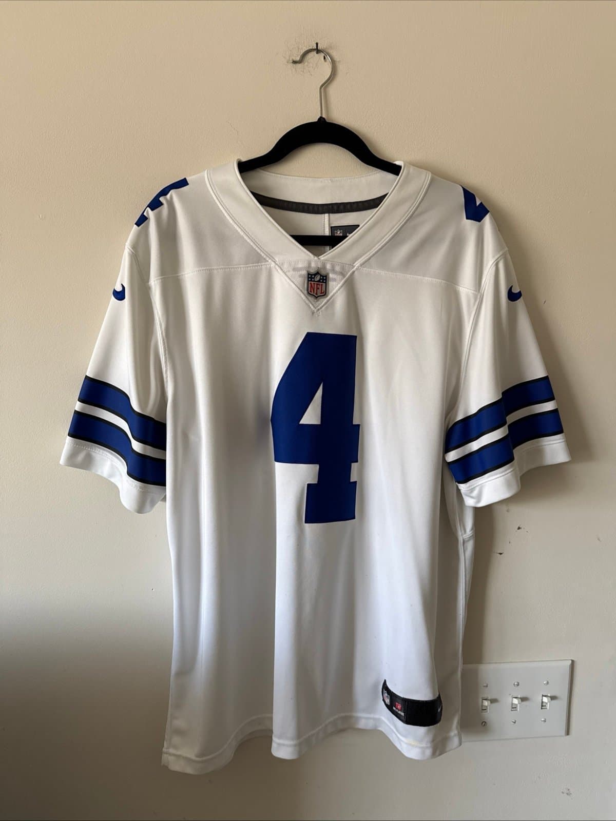 Men’s Nike Dak Prescott #4 Dallas Cowboys VAPOR LIMITED NFL Jersey Sz XL - White - Image 1