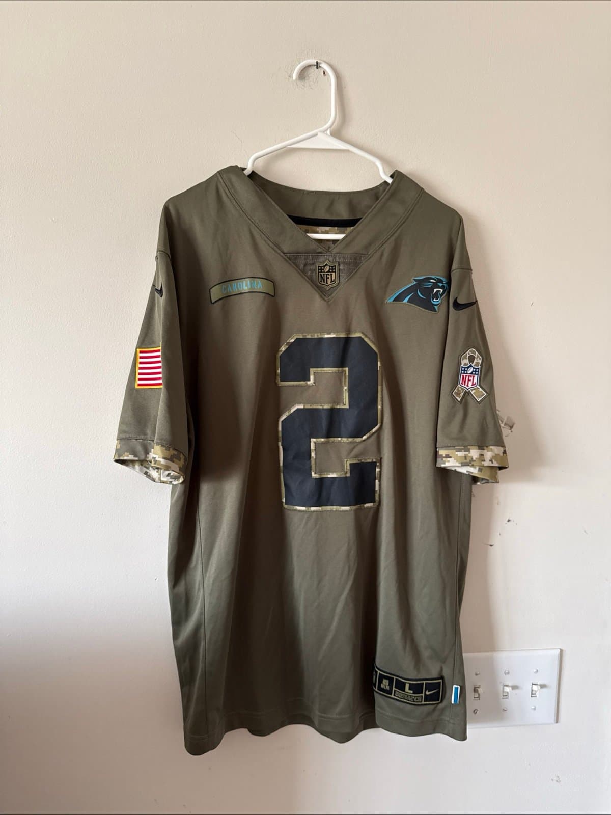 Men's Nike D.J. Moore #2 Carolina Panthers Salute To Service Jersey Sz L - RARE