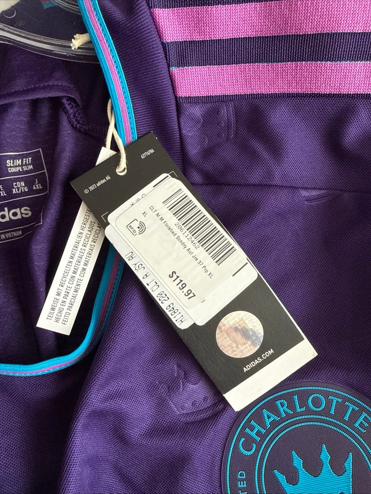 Men’s Adidas Scott Arfield #37 Charlotte FC Jersey Authentic 2023/2024 Sz XL NWT - Thumbnail 5