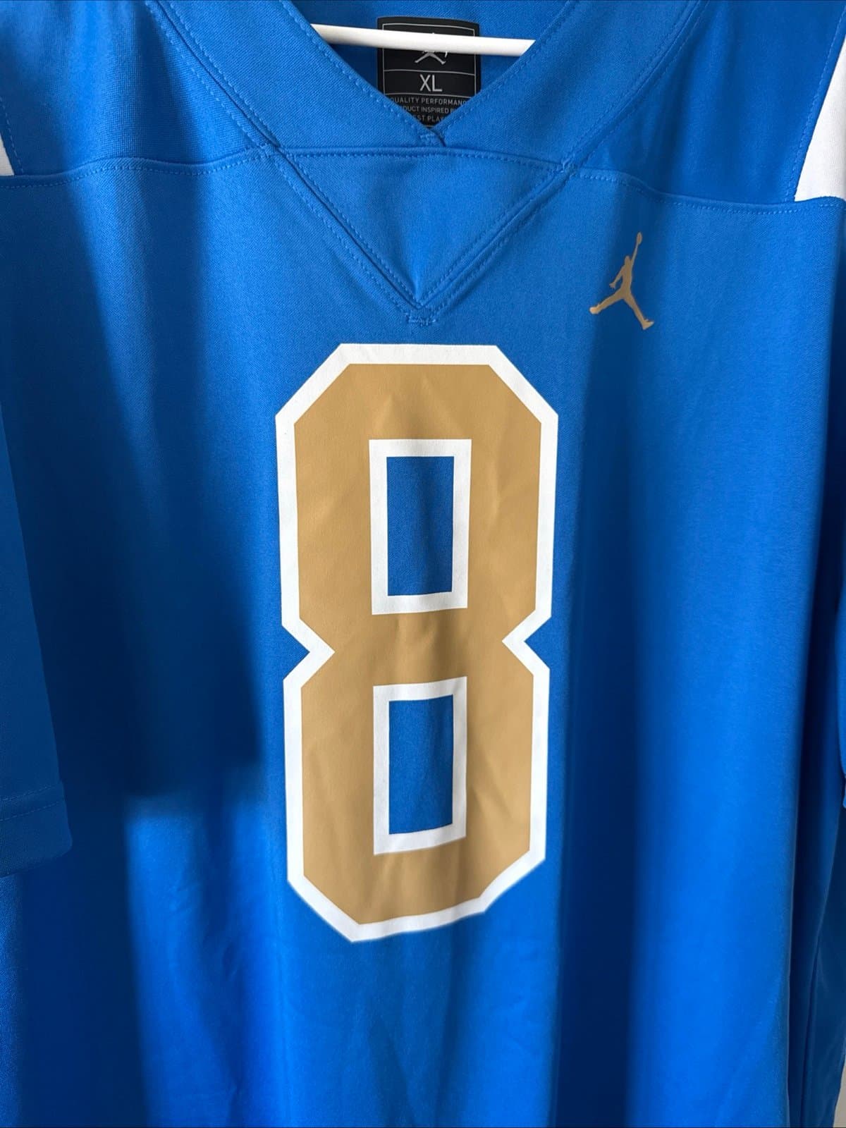 Men's Jordan Troy Aikman #8 UCLA Bruins NCAA Game Jersey Sz XL - Blue RARE - Thumbnail 2