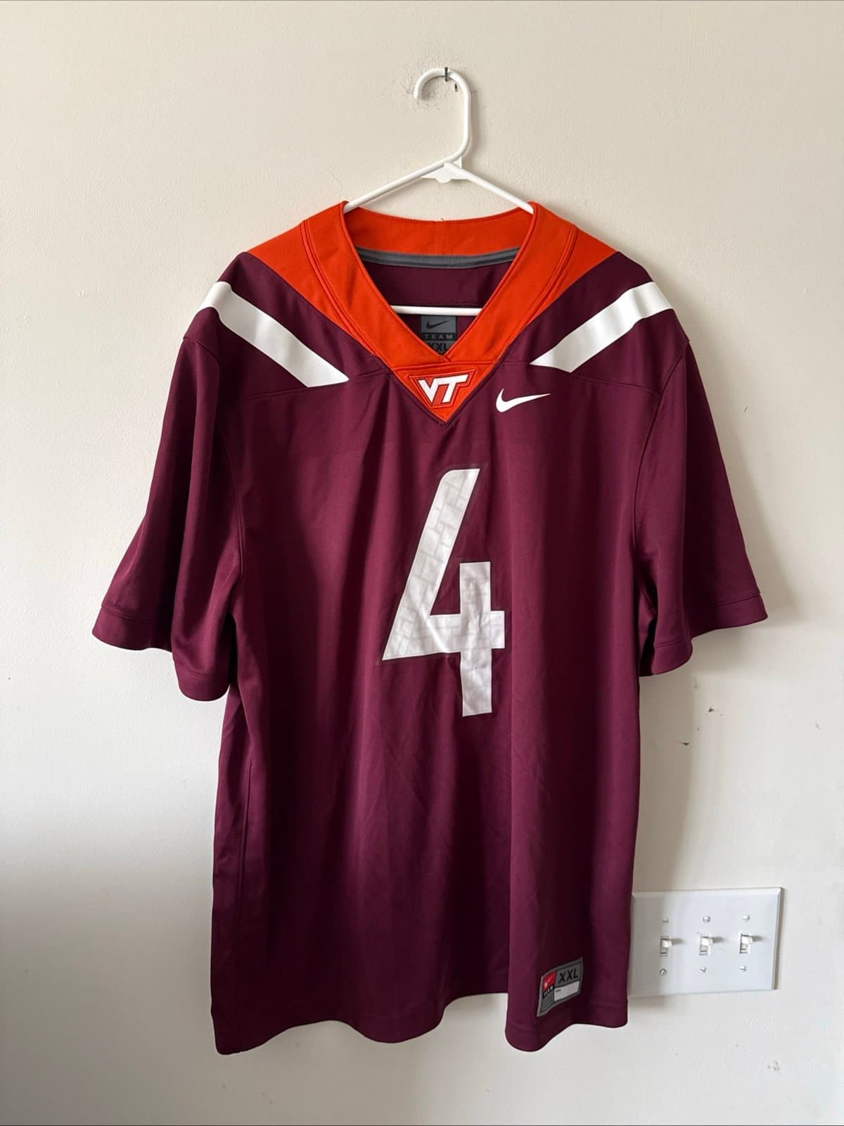 Men’s Nike Chance Fitzgerald #4 Virginia Tech Hokies NCAA Jersey Sz 2XL - RARE - Image 1