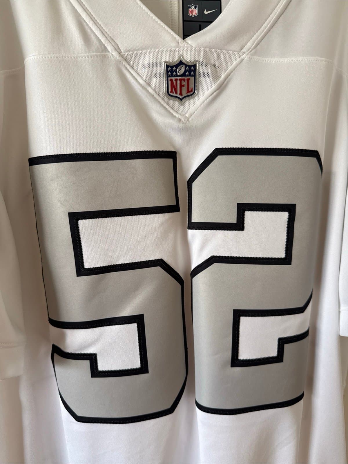 Men’s Nike Khalil Mack #52 Las Vegas Raiders Vapor Lmtd Jersey Sz L - White RARE - Thumbnail 2